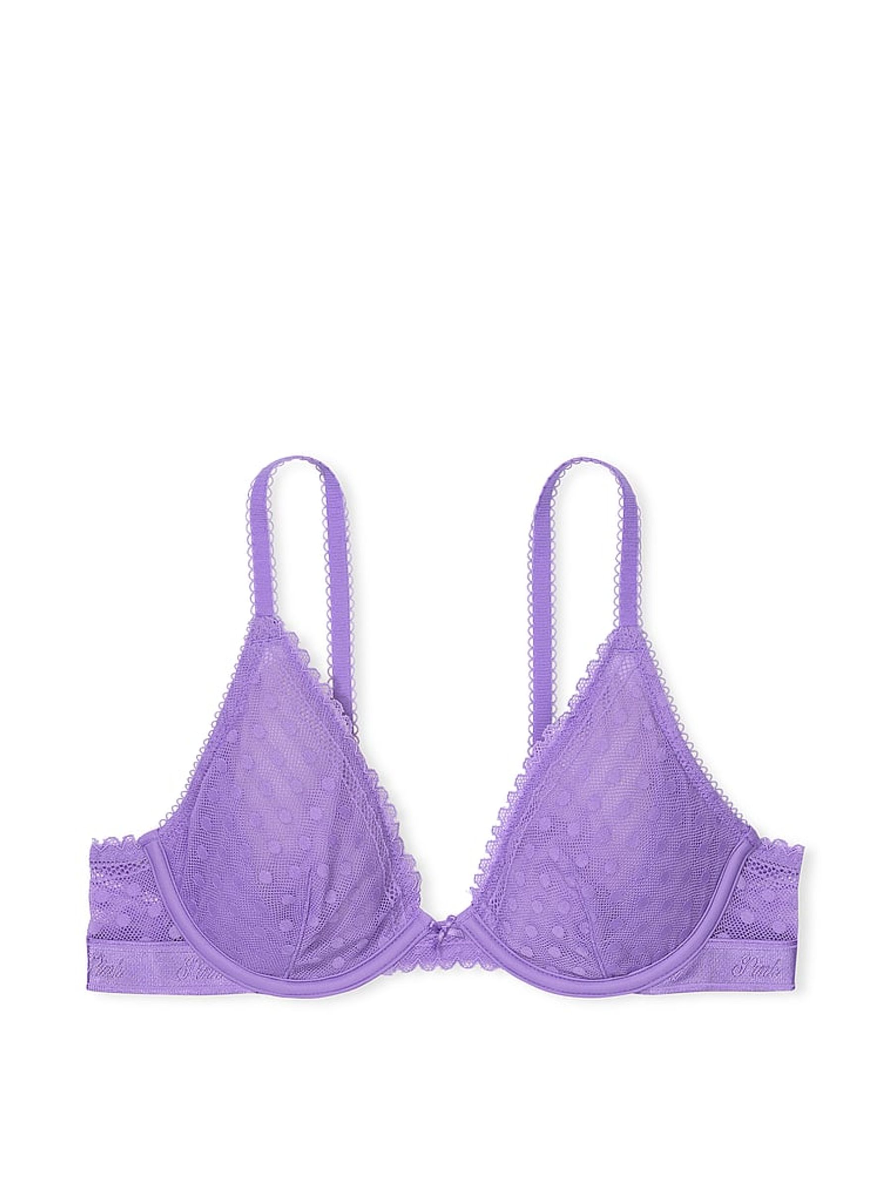 Wysteria Purple Dainty Dot Plunge Lace Bra - Image 3 of 3