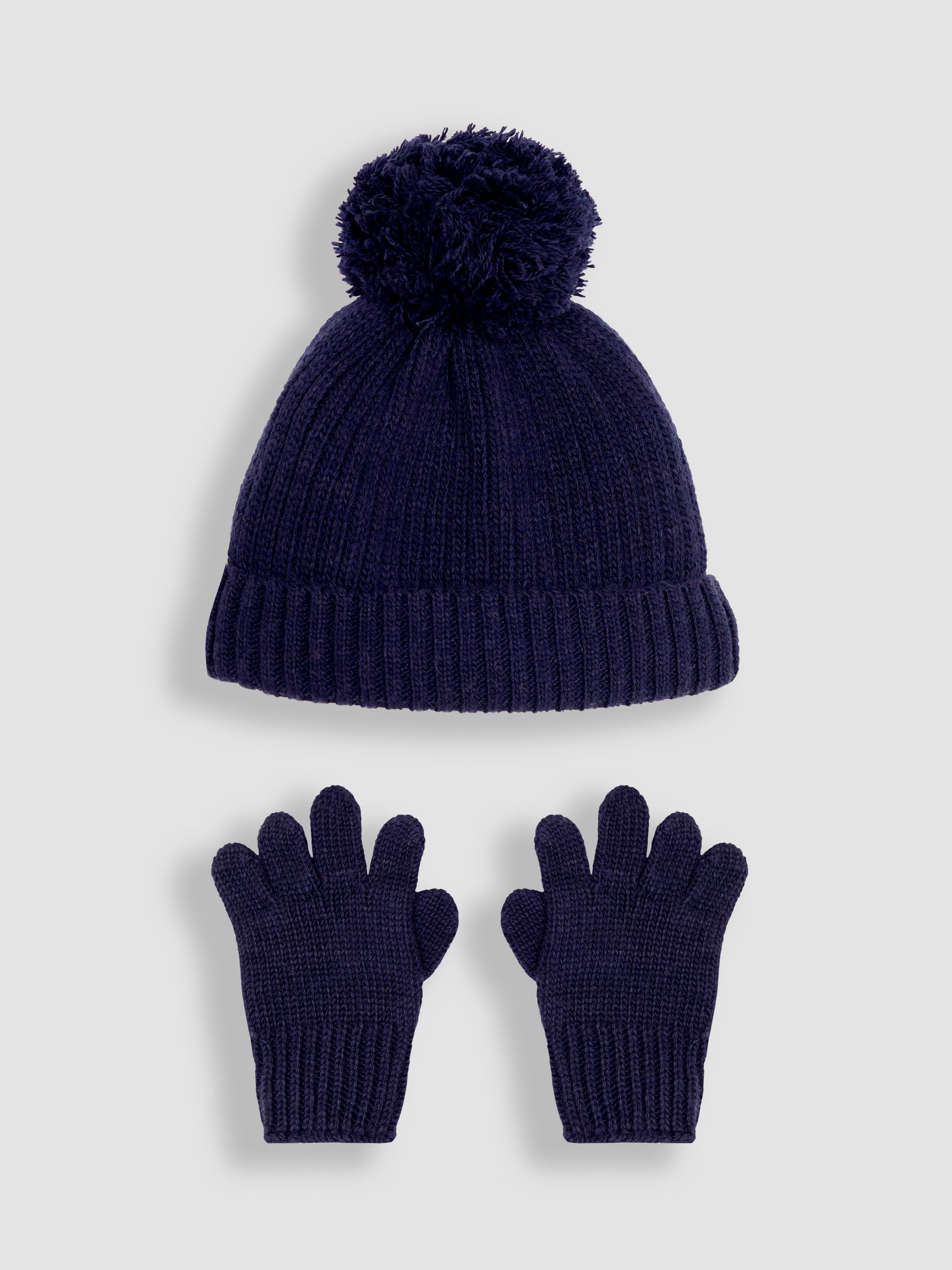 Navy Blue Rib Hat & Gloves Set - Image 1 of 4