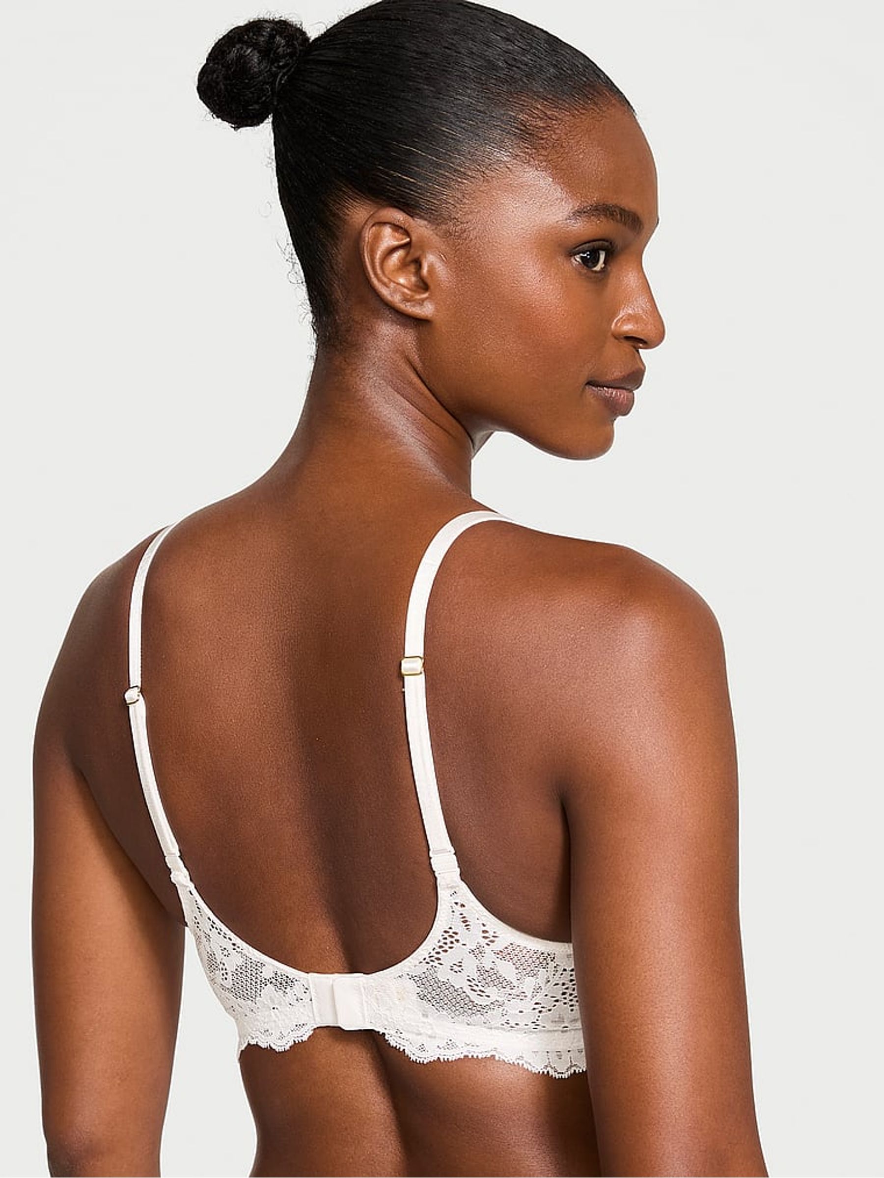 Coconut White Half Pad Plunge Lace Bra - Image 2 of 3