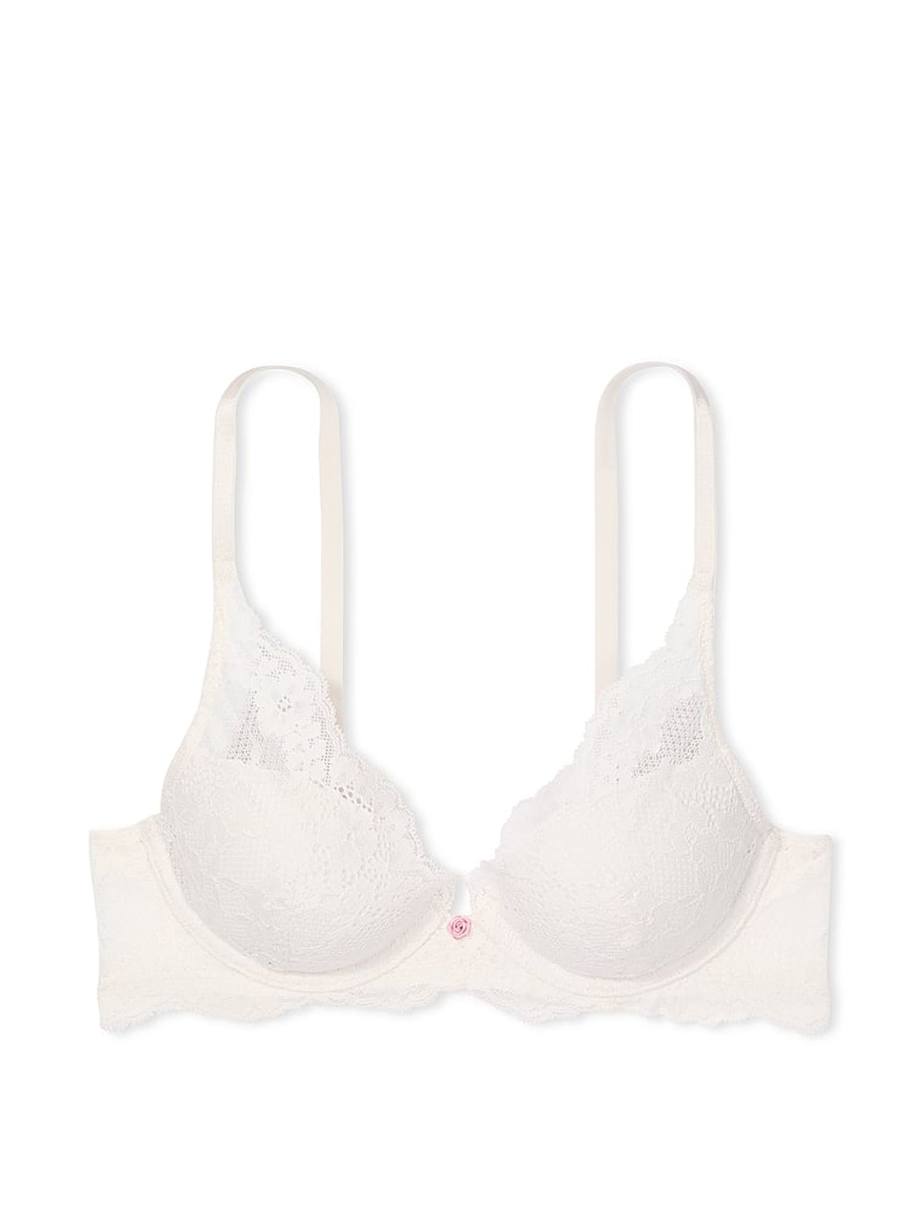 Coconut White Half Pad Plunge Lace Bra - Image 3 of 3