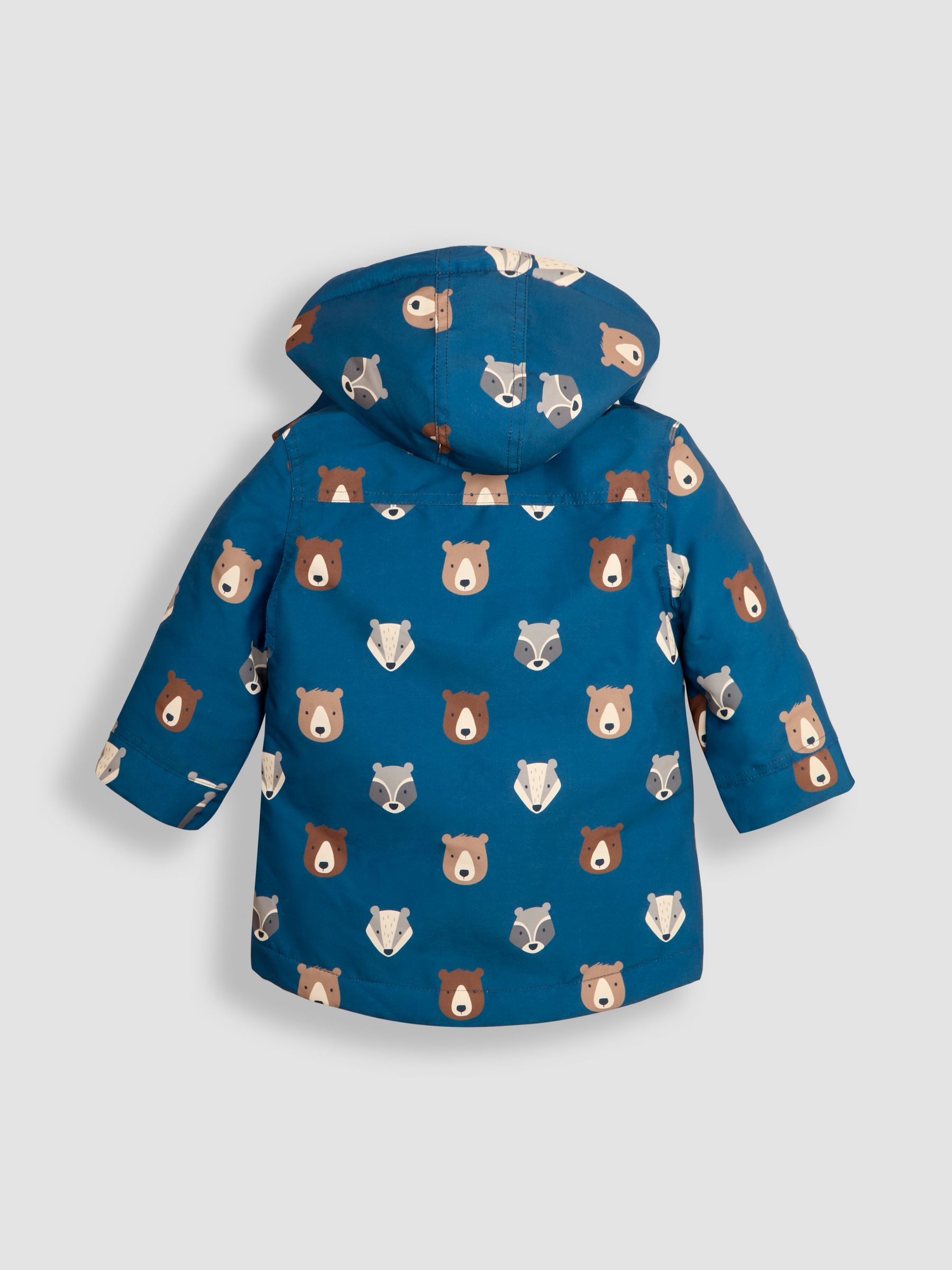 Navy Blue Woodland Detachable Hood Print Parka - Image 2 of 5