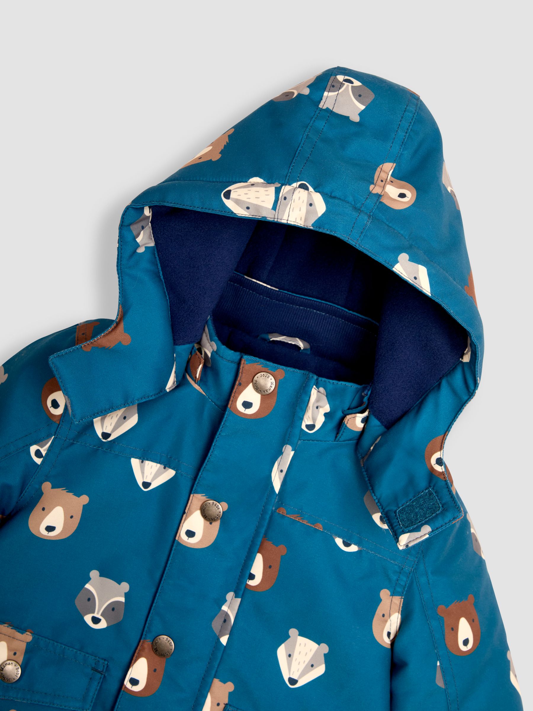 Navy Blue Woodland Detachable Hood Print Parka - Image 5 of 5