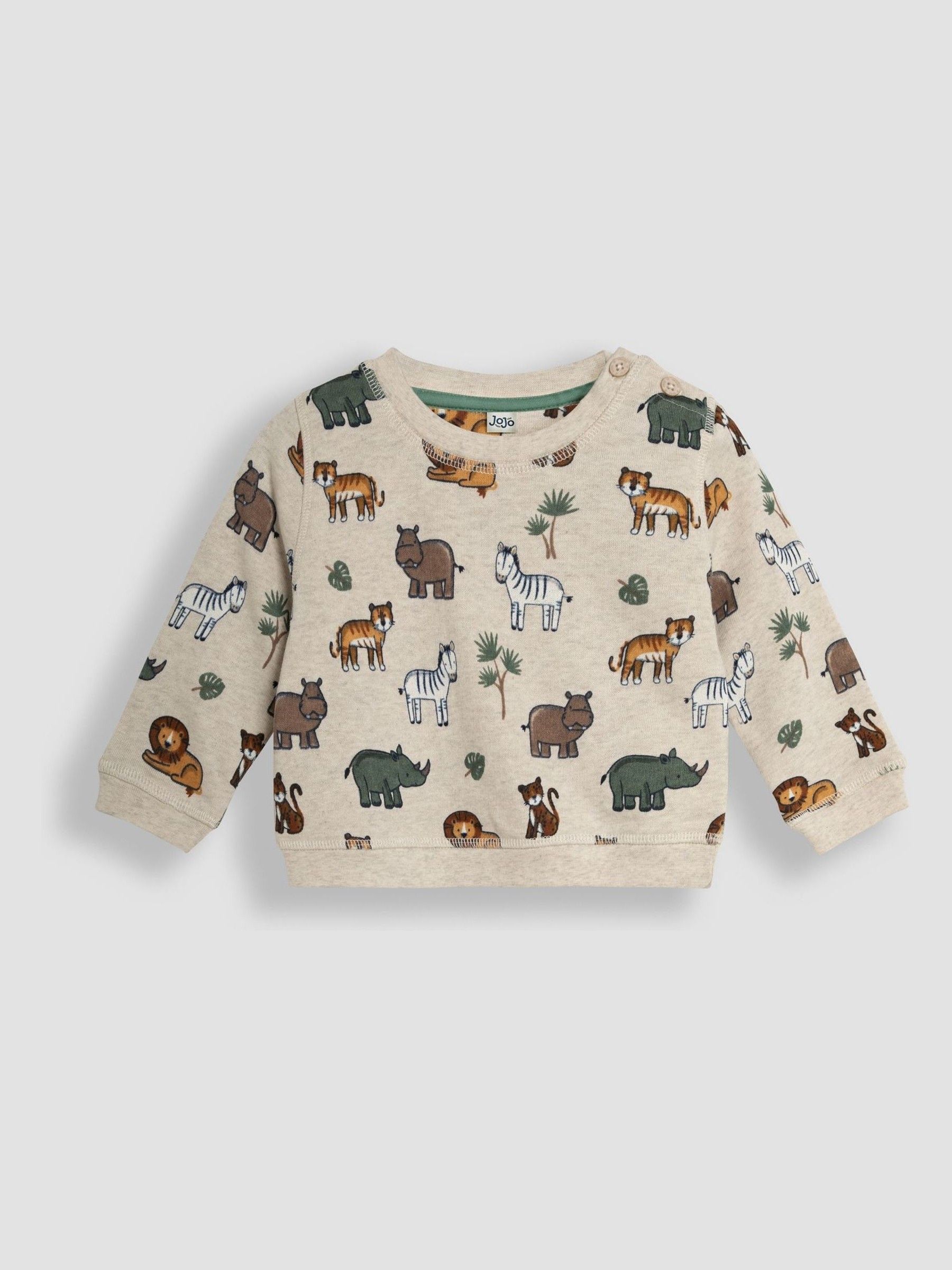 Natural Safari Animals Print Sweatshirt & Jogger Set - Image 2 of 7