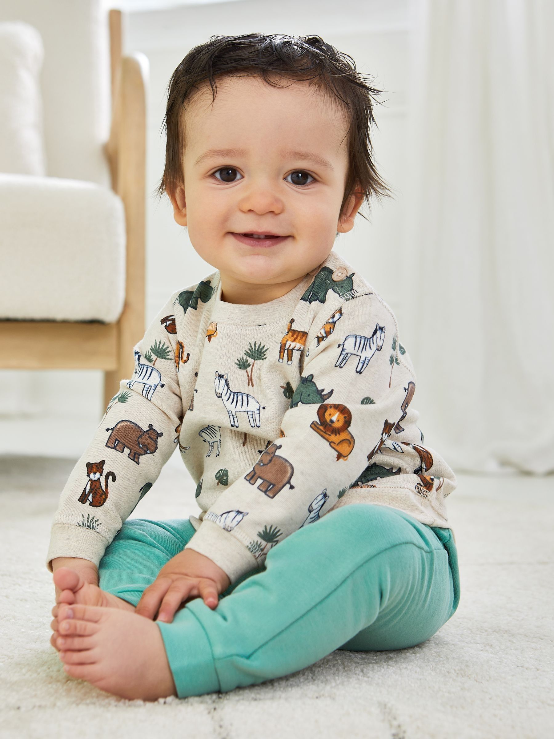 Natural Safari Animals Print Sweatshirt & Jogger Set - Image 6 of 7
