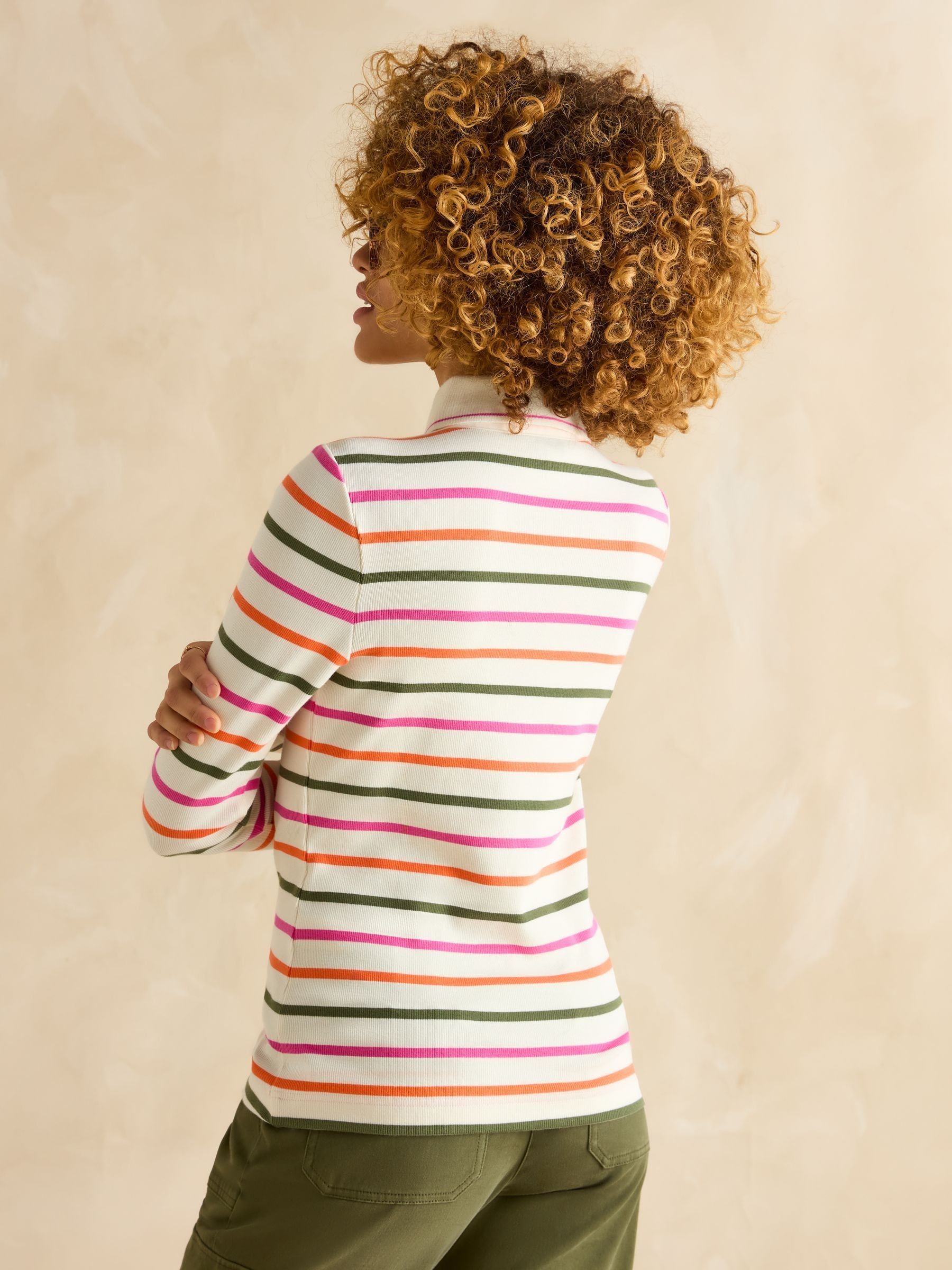 Fairfield Multi Ribbed Long Sleeve Striped Polo Shirt - Image 2 of 7