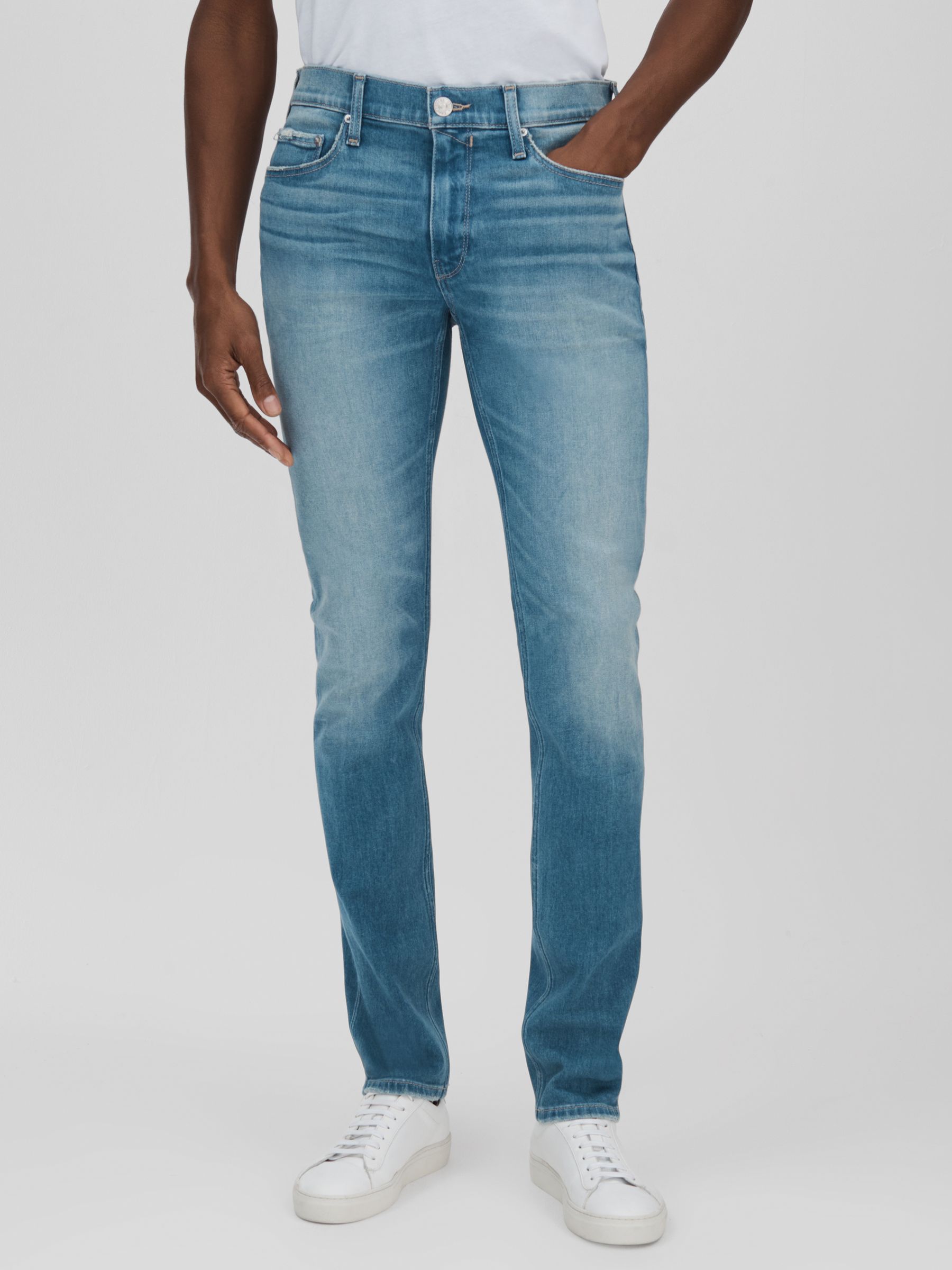 Paige Slim Fit Stretch Jeans in Kaufman Blue - Image 1 of 6