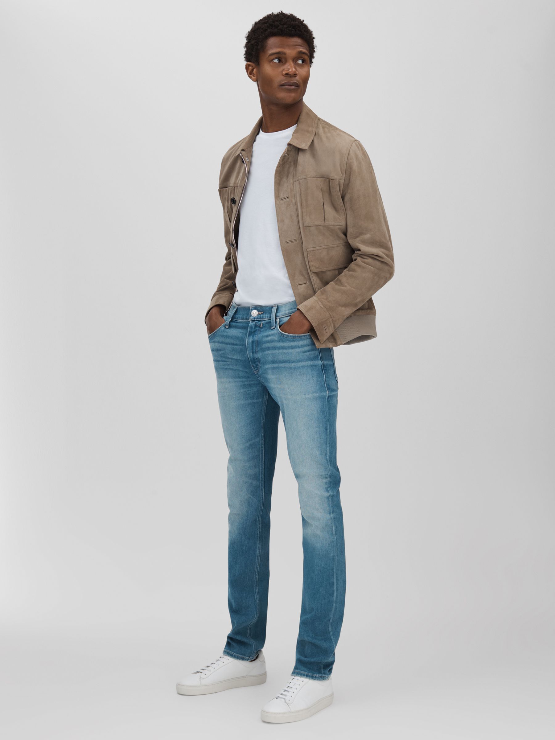 Paige Slim Fit Stretch Jeans in Kaufman Blue - Image 3 of 6