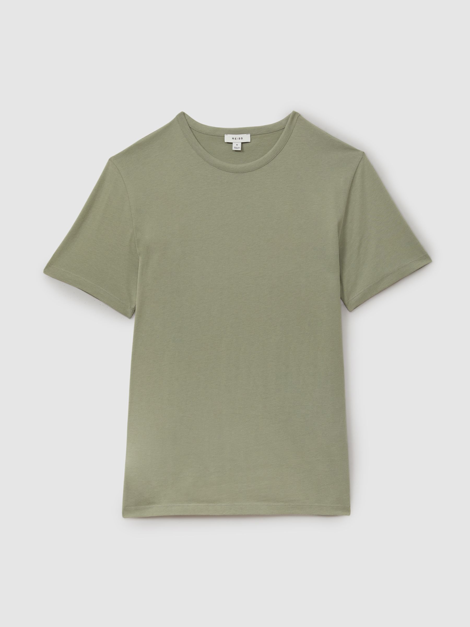Cotton Crew Neck T-Shirt in Sage - Image 2 of 5
