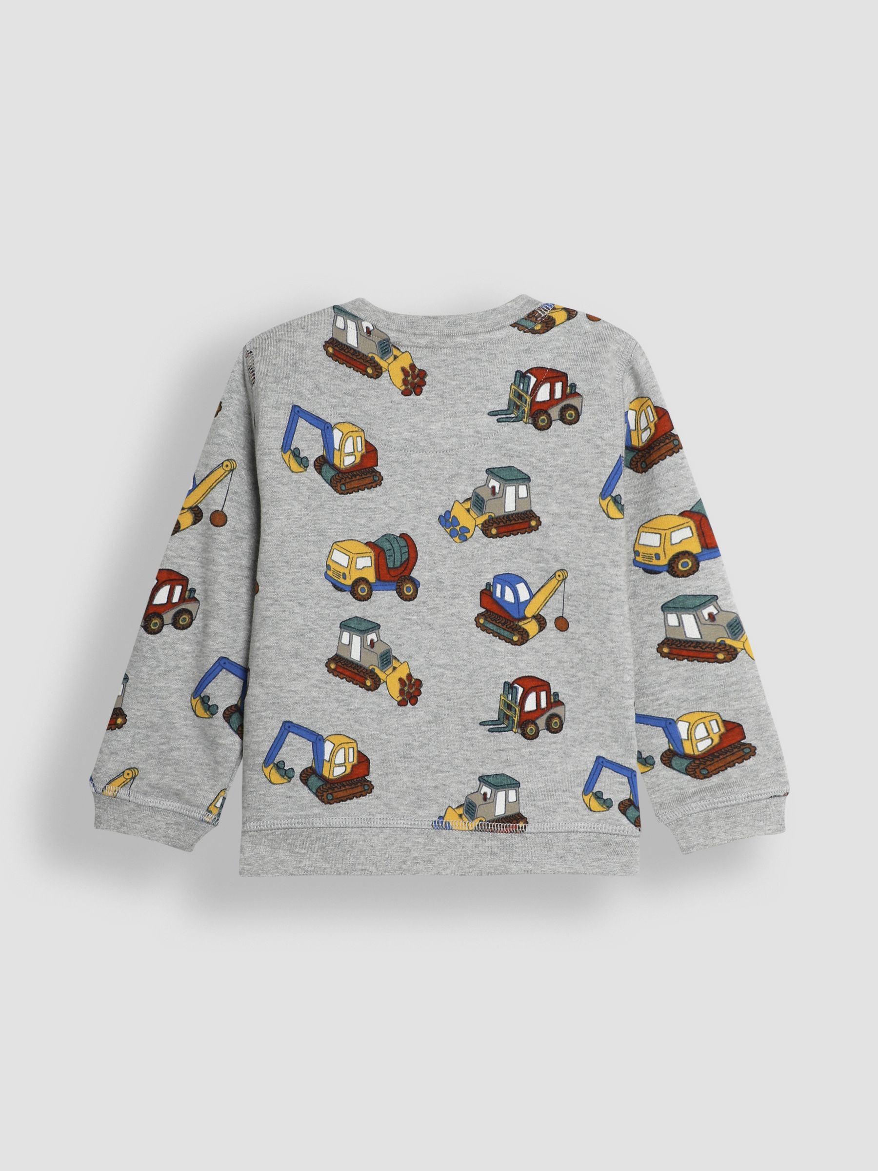 Grey Marl Construction Vehicle Printed Sweatshirt - Image 2 of 3