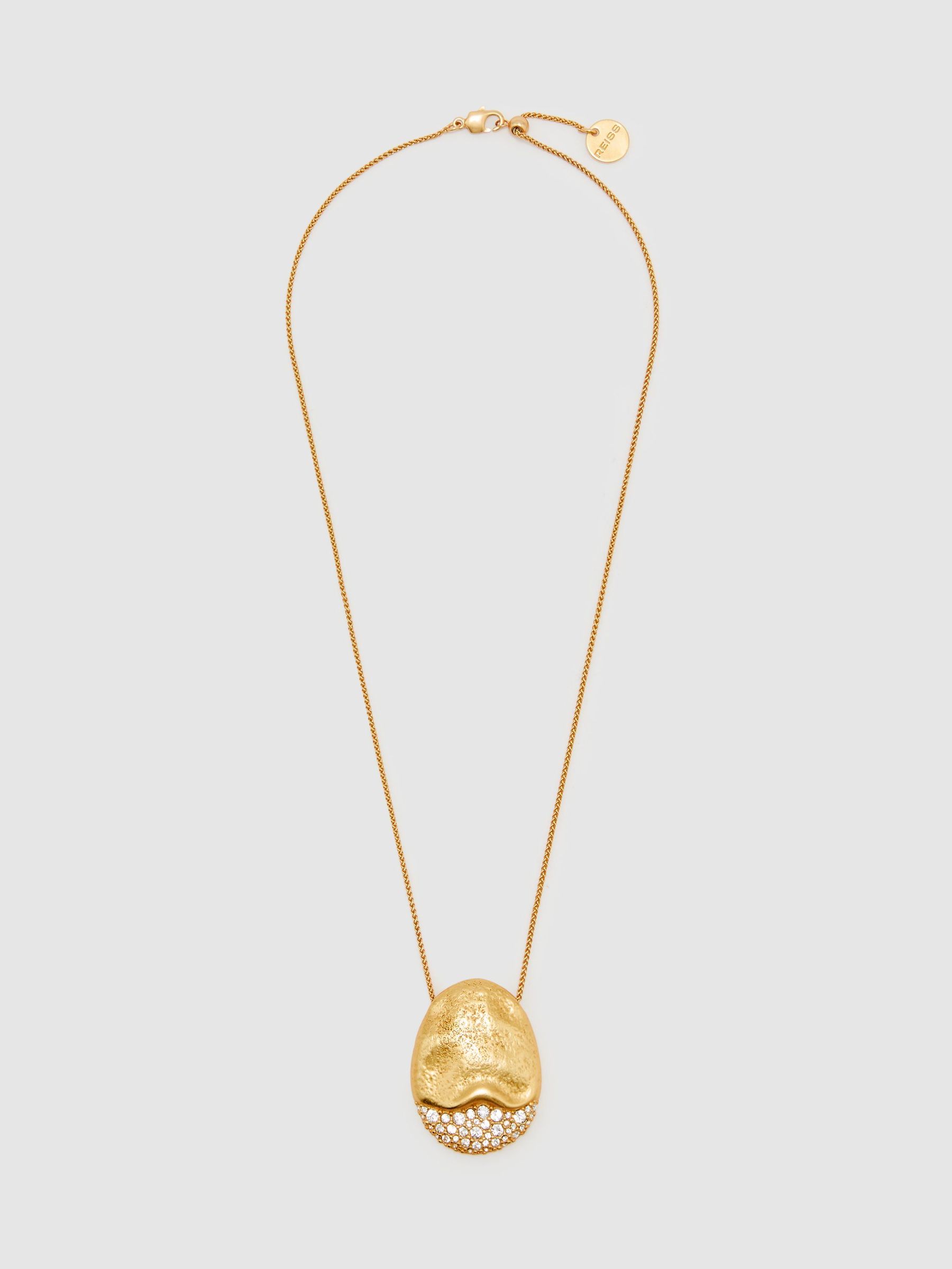 Collier pendentif fondu orné de cristaux ton or - Image 1 de 2