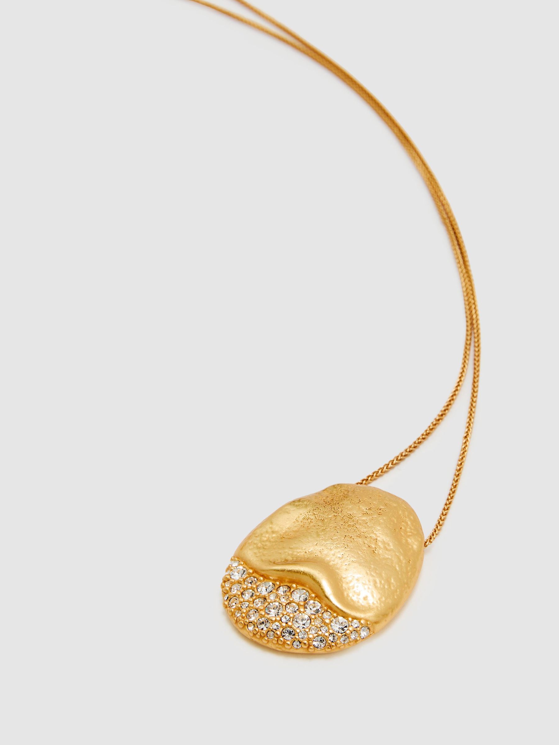 Collier pendentif fondu orné de cristaux ton or - Image 2 de 2