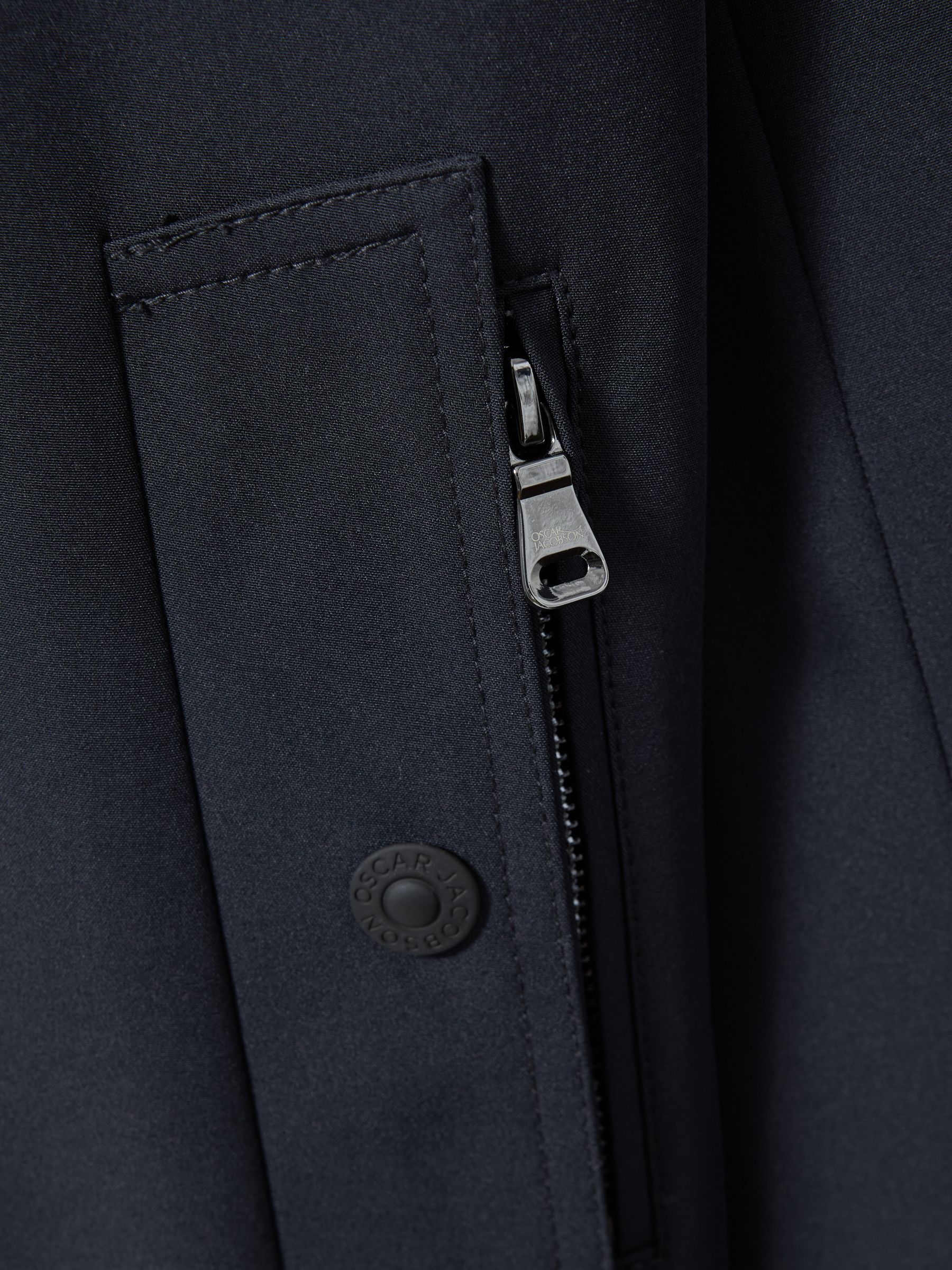 Oscar Jacobson Water-Repellent Single Breasted Car Coat in Navy - Image 6 of 6