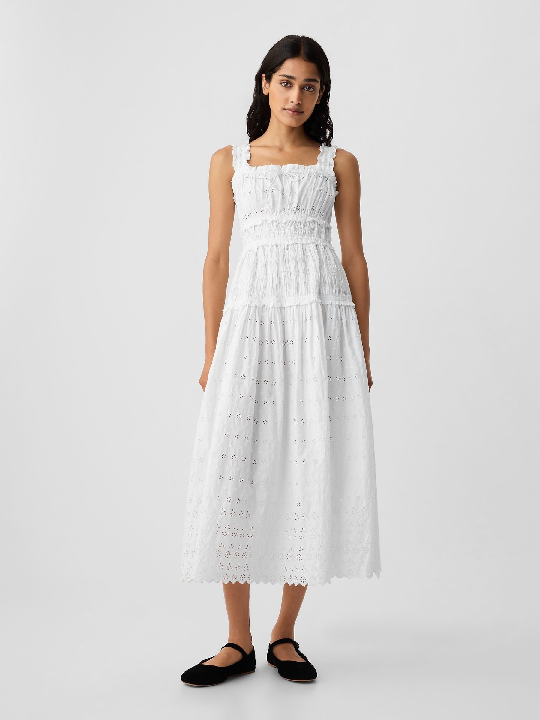 White DEN Eyelet Midi Dress | Gap