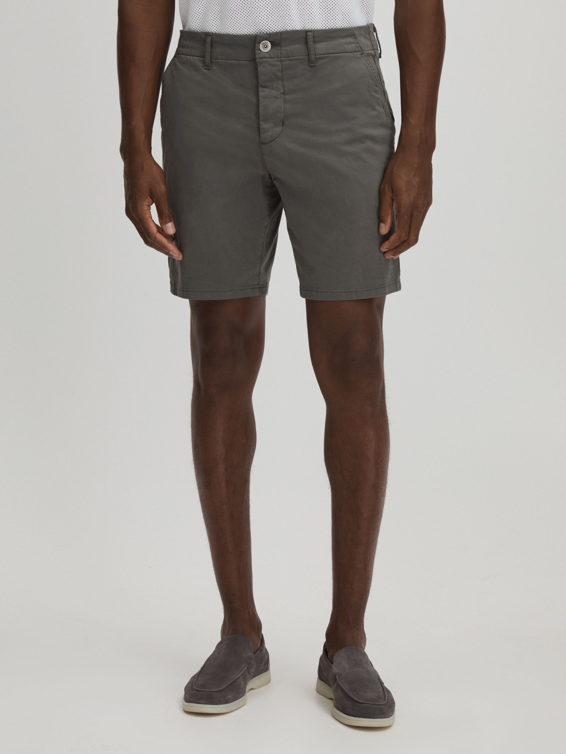 Paige Cotton Blend Chino Shorts in Slate - Image 3 of 6