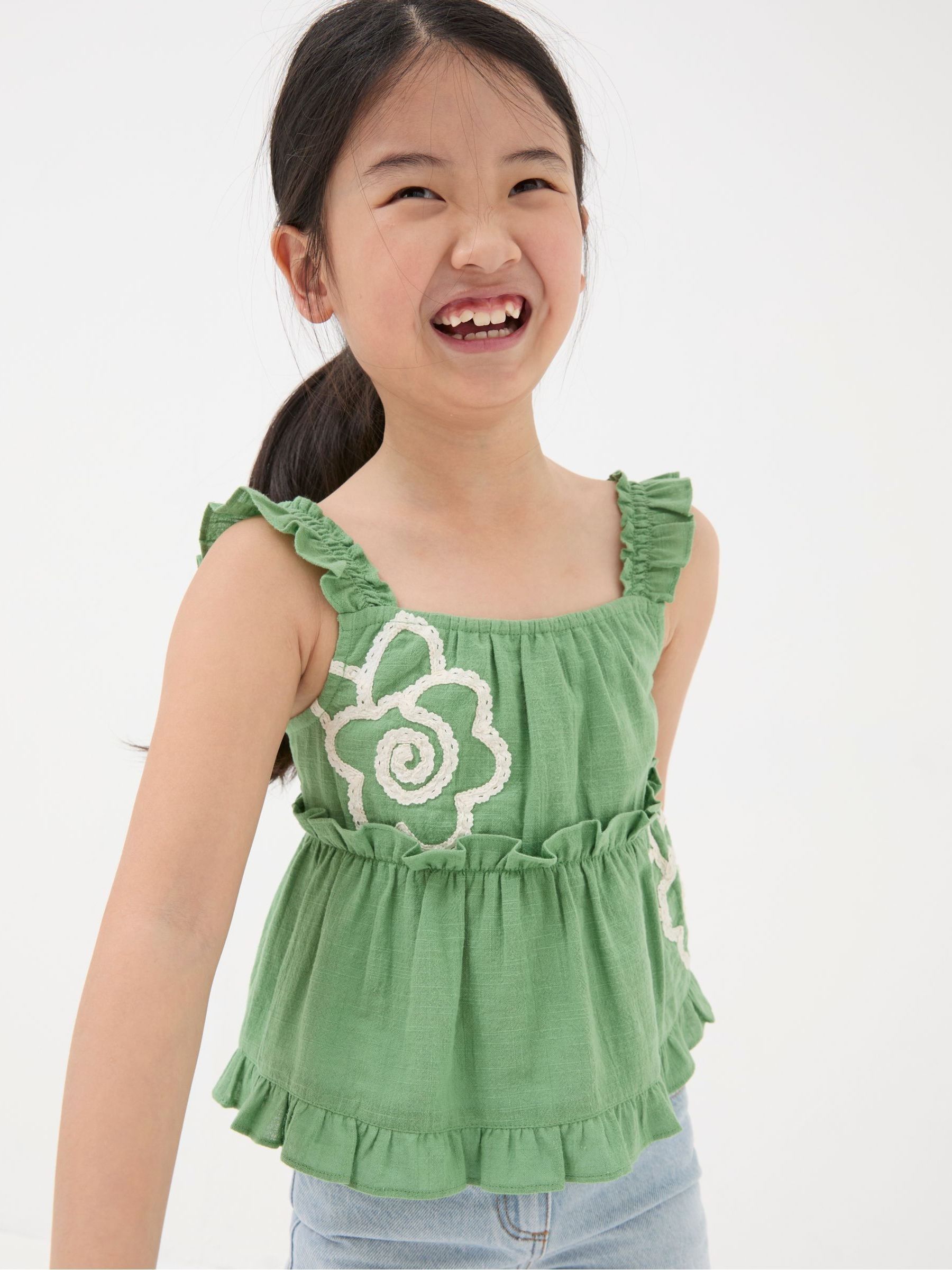 Green Floral Embroidered Cami Top - Image 3 of 5