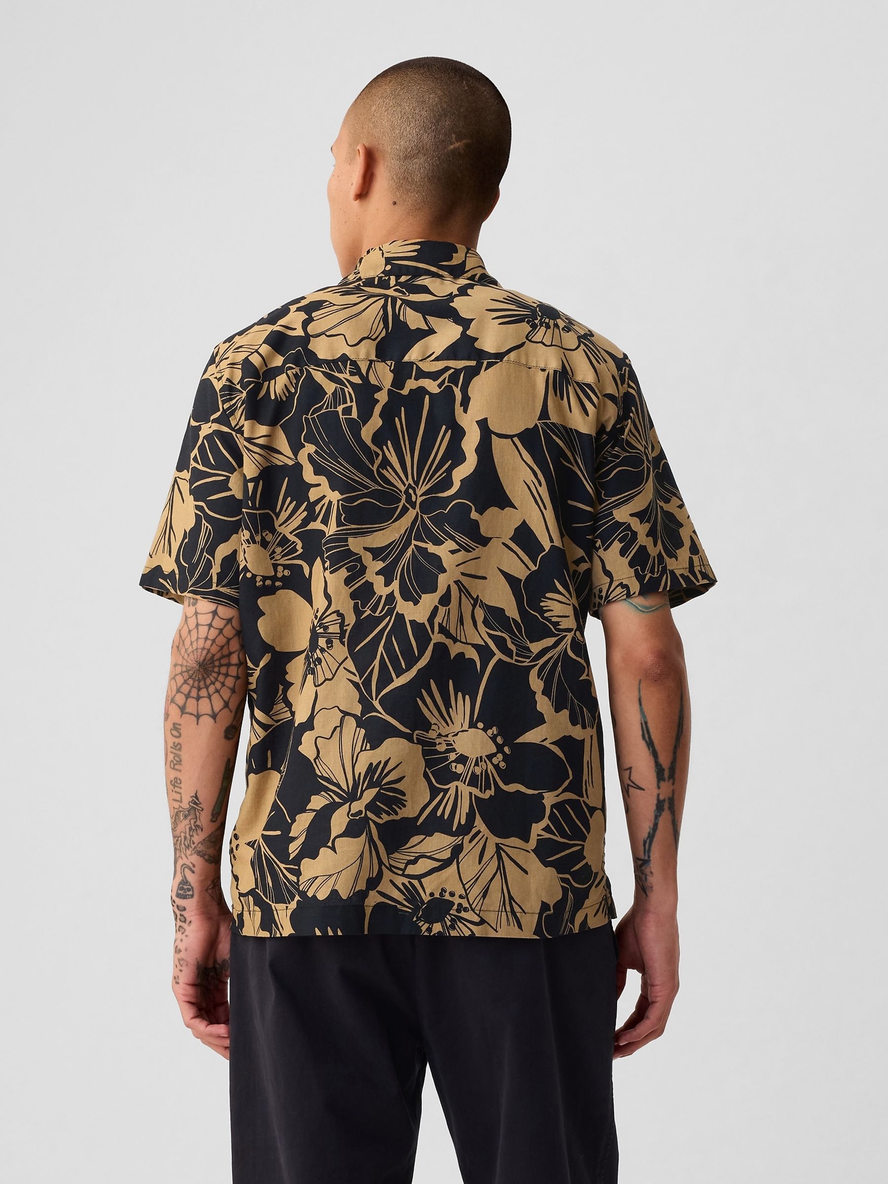 Black Linen-Cotton Short Sleeve Shirt - Image 2 of 5