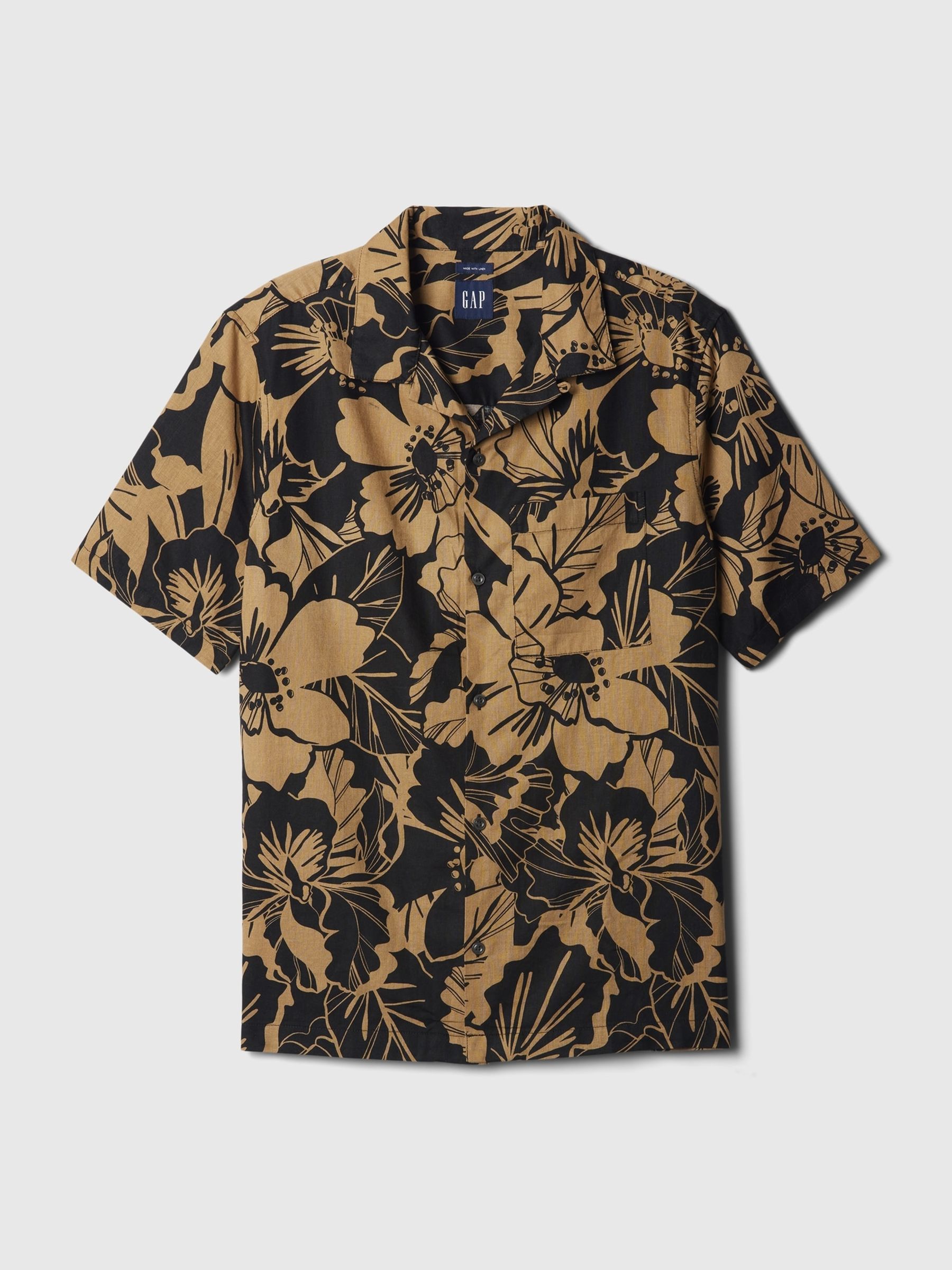 Black Linen-Cotton Short Sleeve Shirt - Image 4 of 5