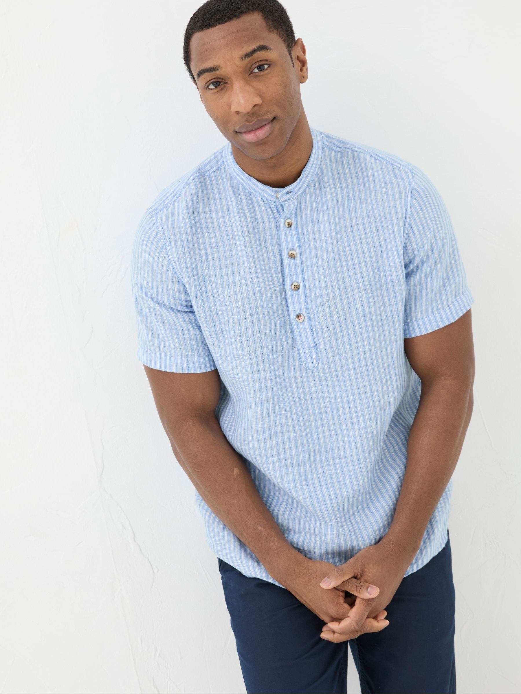 Blue Popover Stripe Linen Shirt - Image 2 of 5