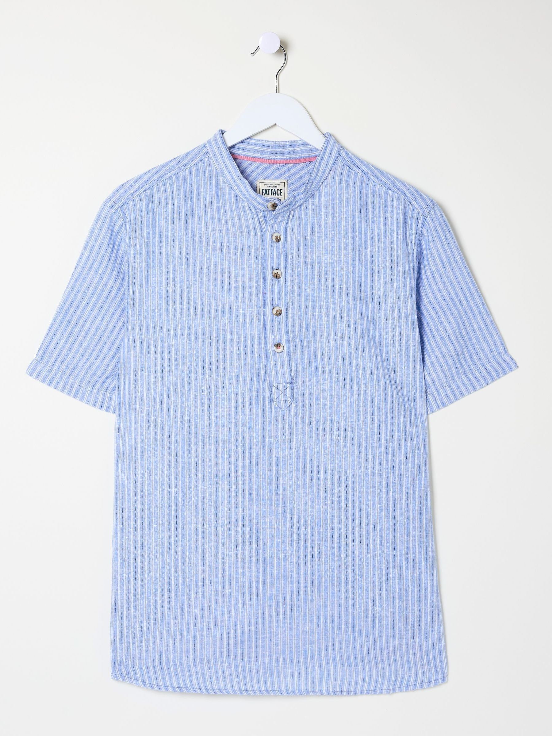 Blue Popover Stripe Linen Shirt - Image 5 of 5