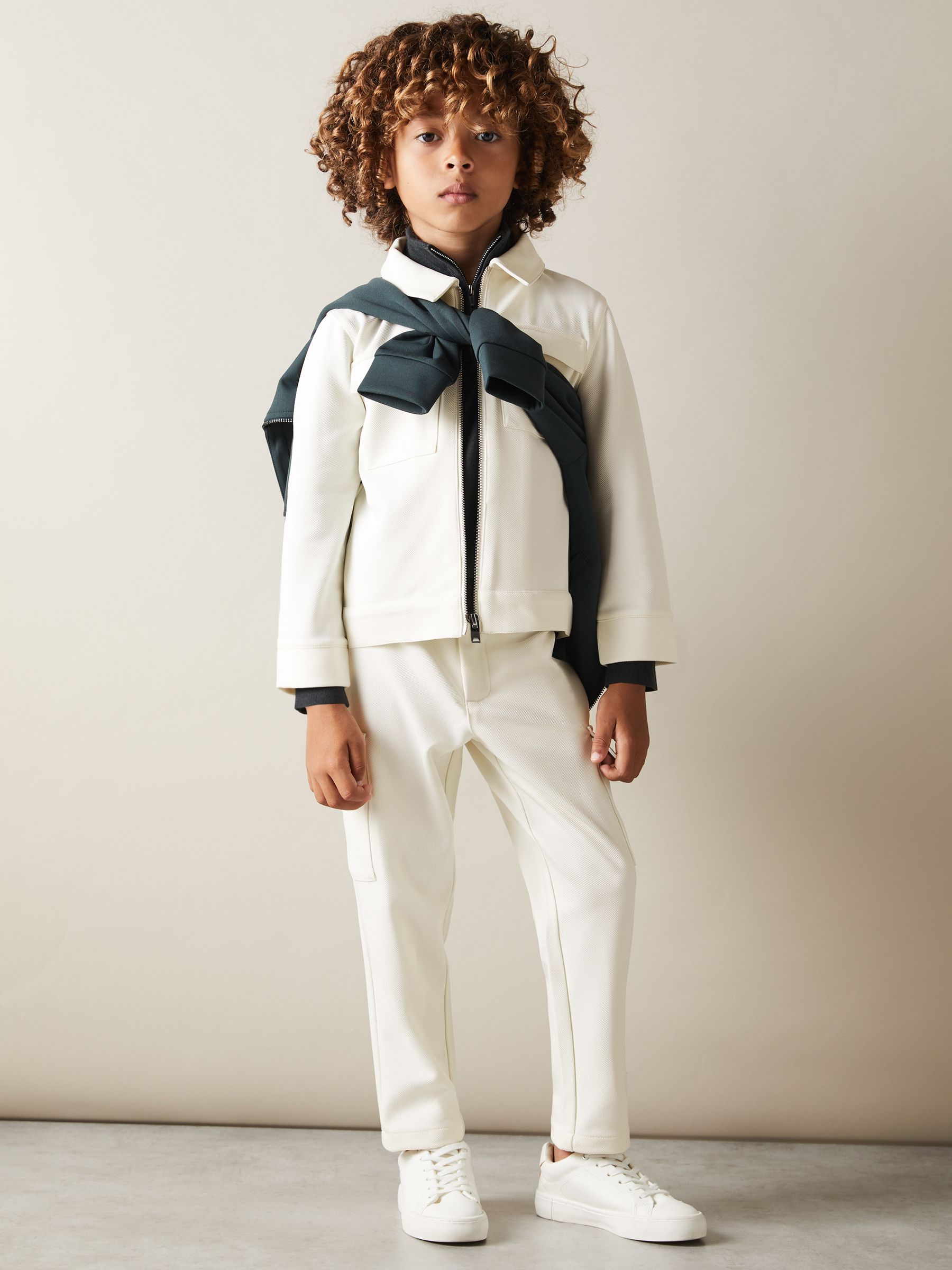 9-13 yrs Twill Cargo Trousers in Off White - Image 1 of 3