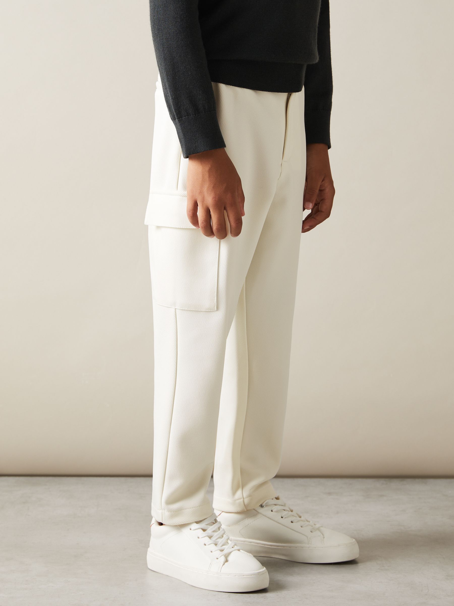 9-13 yrs Twill Cargo Trousers in Off White - Image 2 of 3