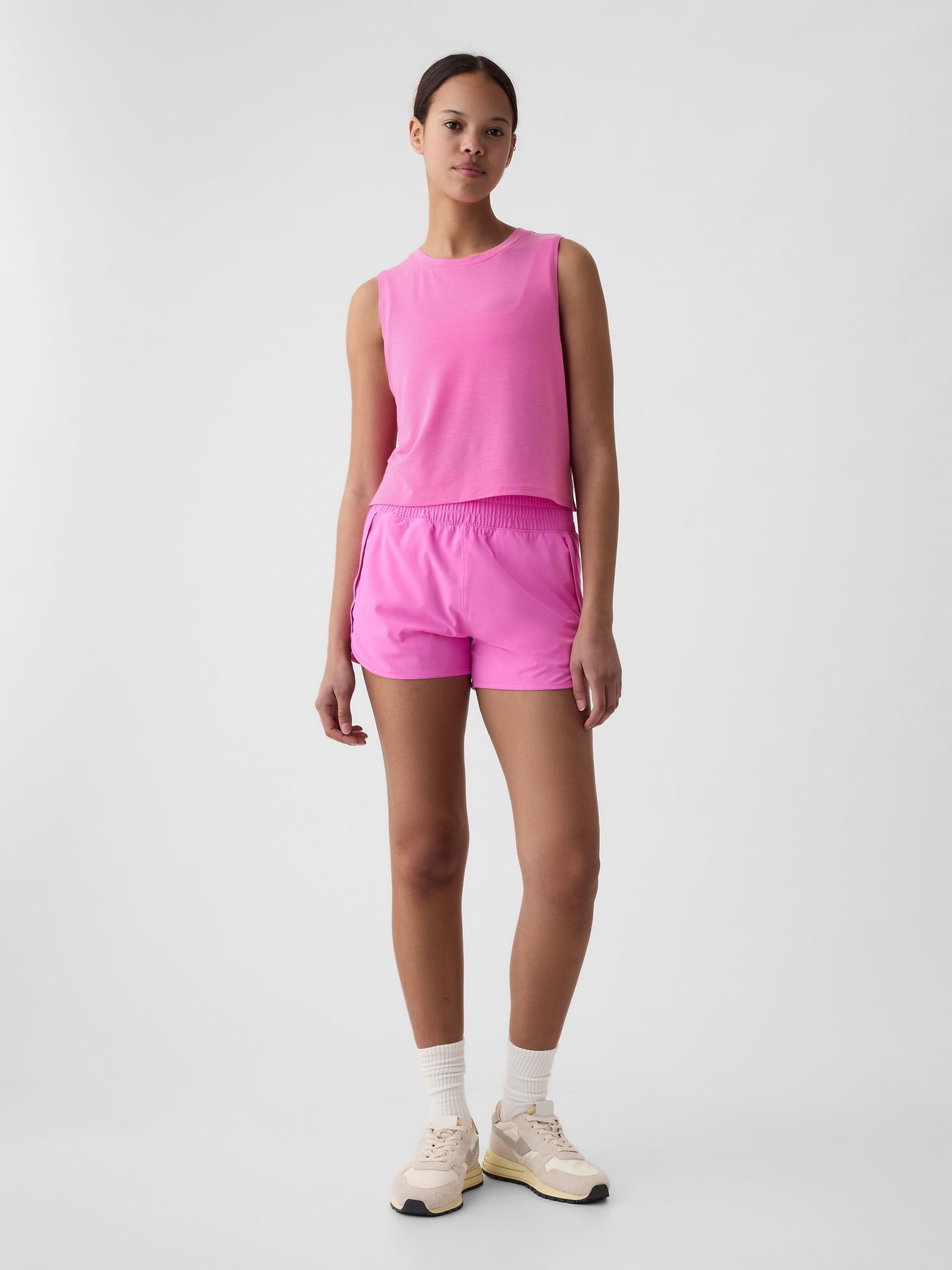 Pink Breathe Cropped Sleeveless Muscle T-Shirt - Image 3 of 5