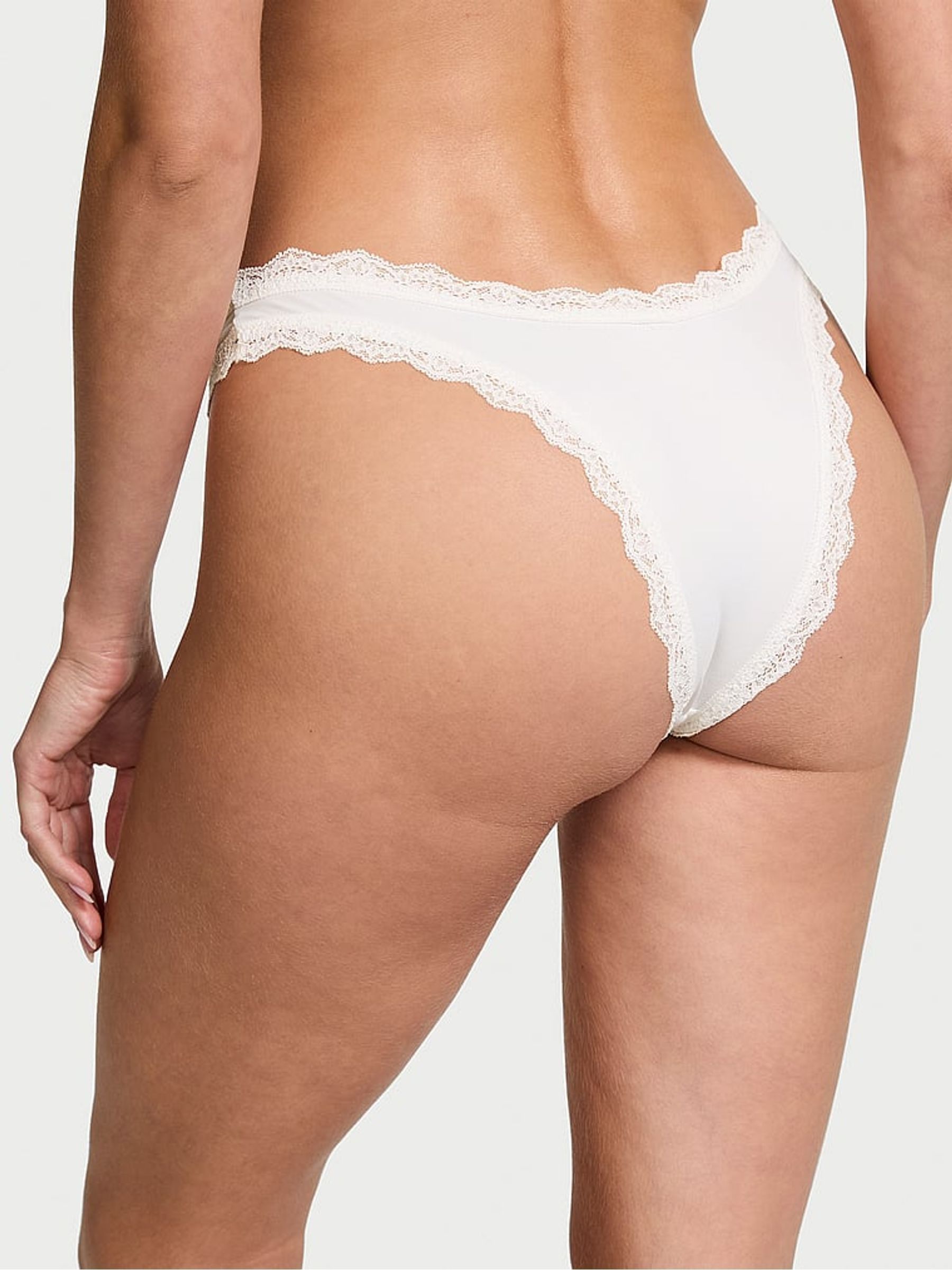 Coconut White Lace Trim Brazilian Knickers - Image 2 of 3