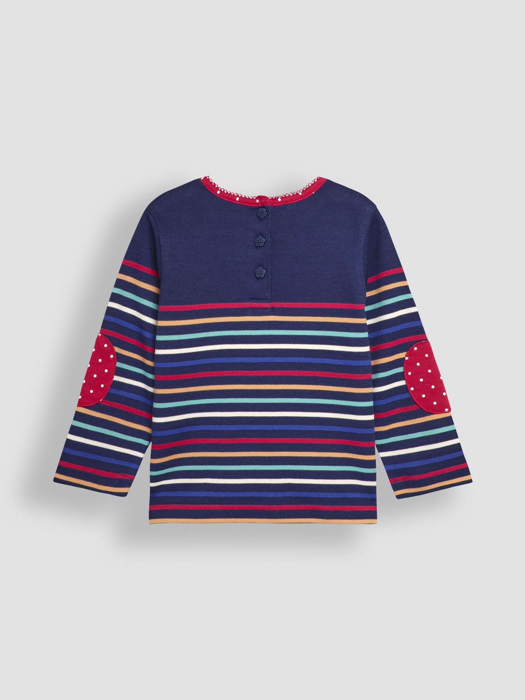 Navy Blue Bird Cotton Long Sleeve Pocket Breton Top - Image 2 of 3