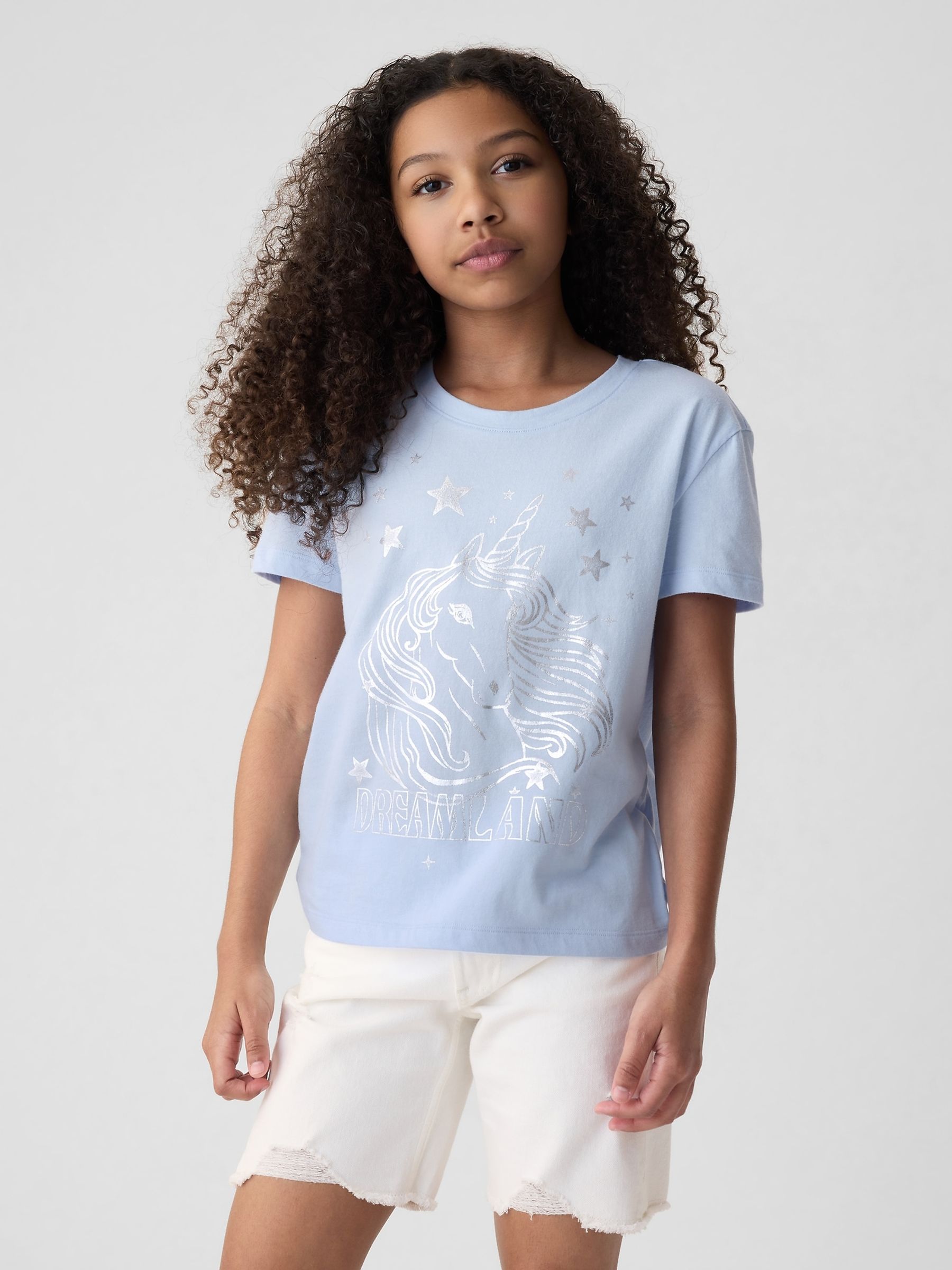 Blue Unicorn Graphic Short Sleeve Crew Neck T-Shirt (4-13yrs) - Image 1 of 4