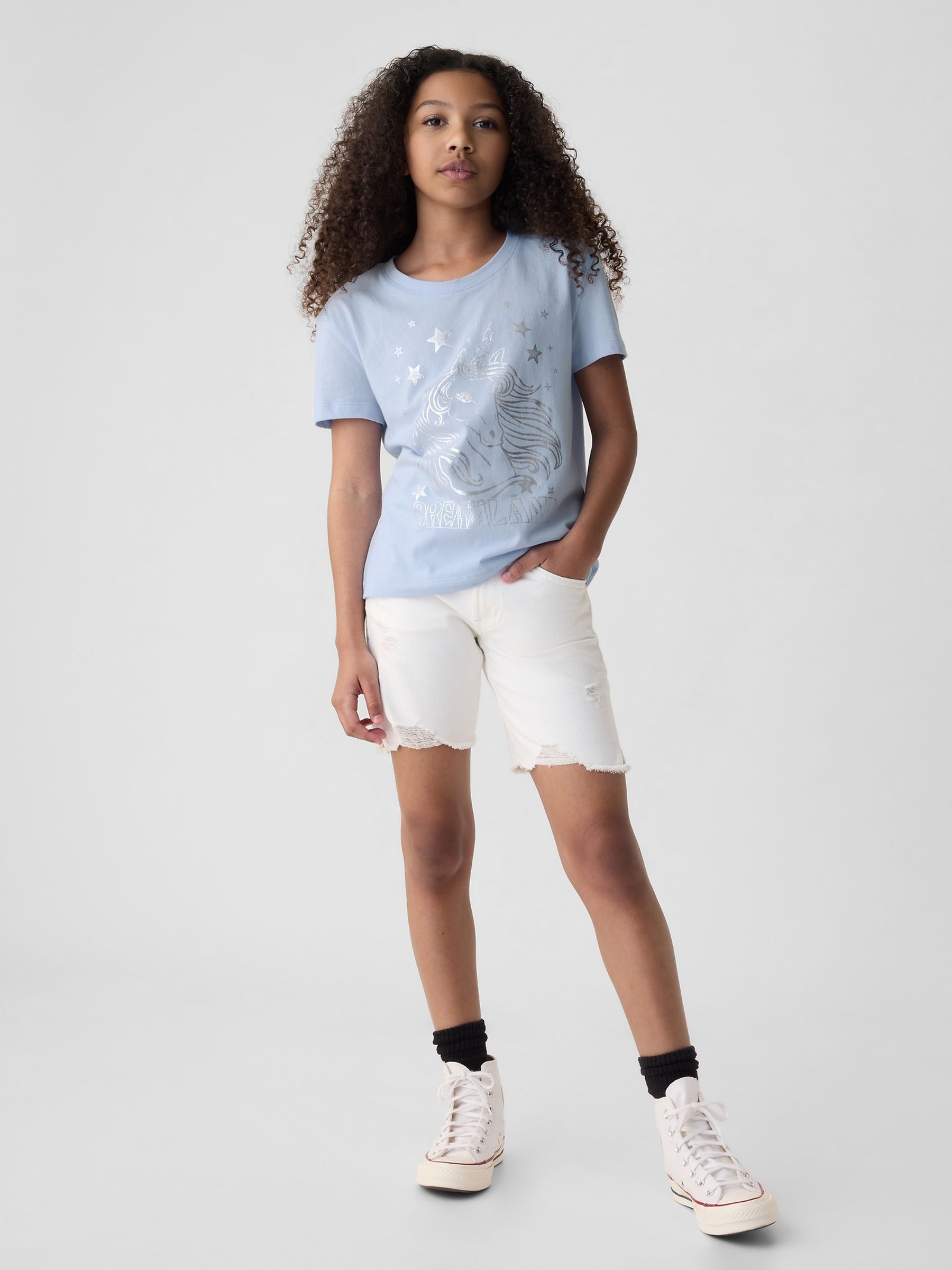 Blue Unicorn Graphic Short Sleeve Crew Neck T-Shirt (4-13yrs) - Image 3 of 4