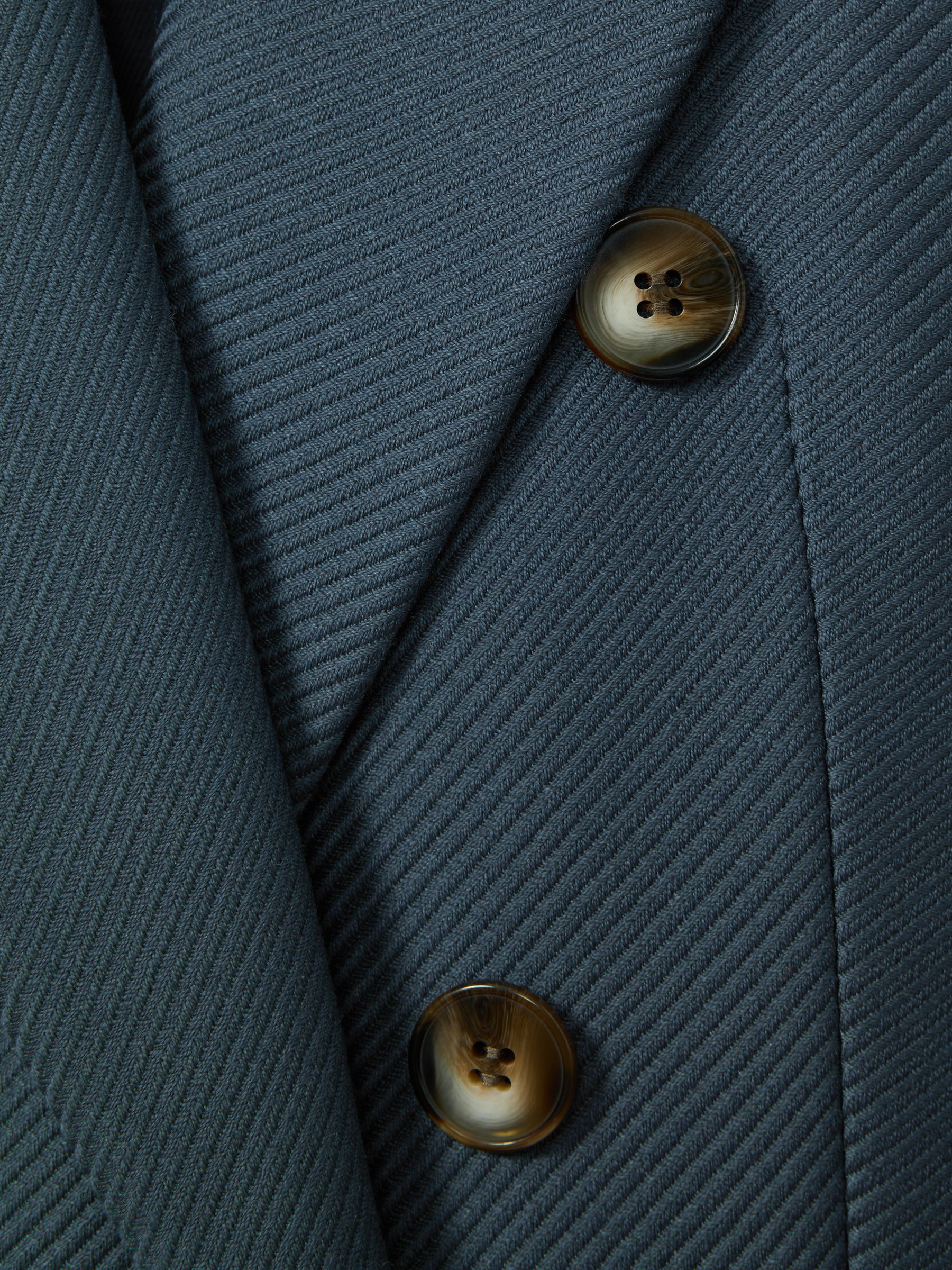 Tailored Wool Blend Double Breasted Twill Blazer in Blue - Image 6 of 6