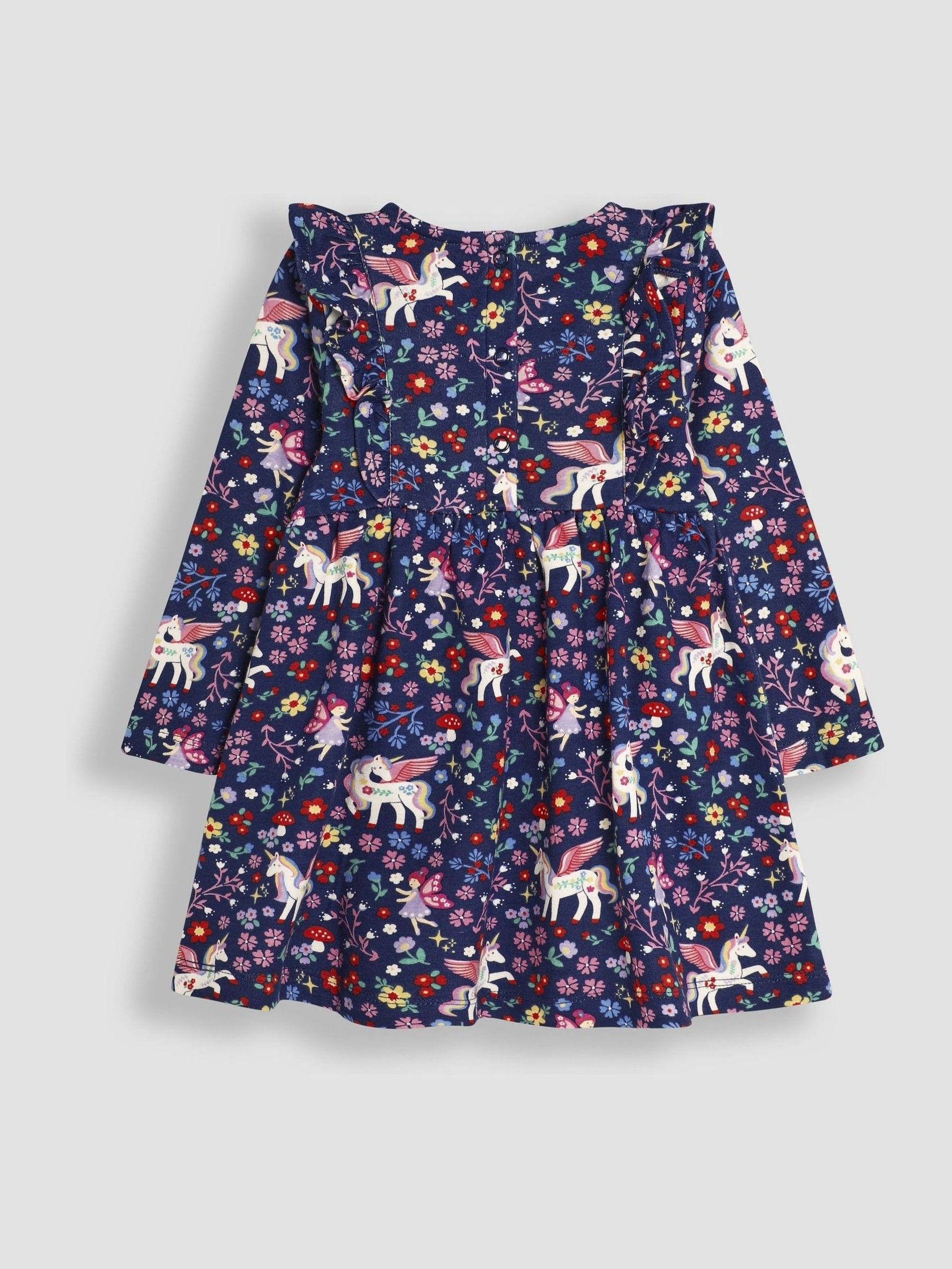 Navy Blue Unicorn & Fairy Frill Shoulder Dress - Image 2 of 3