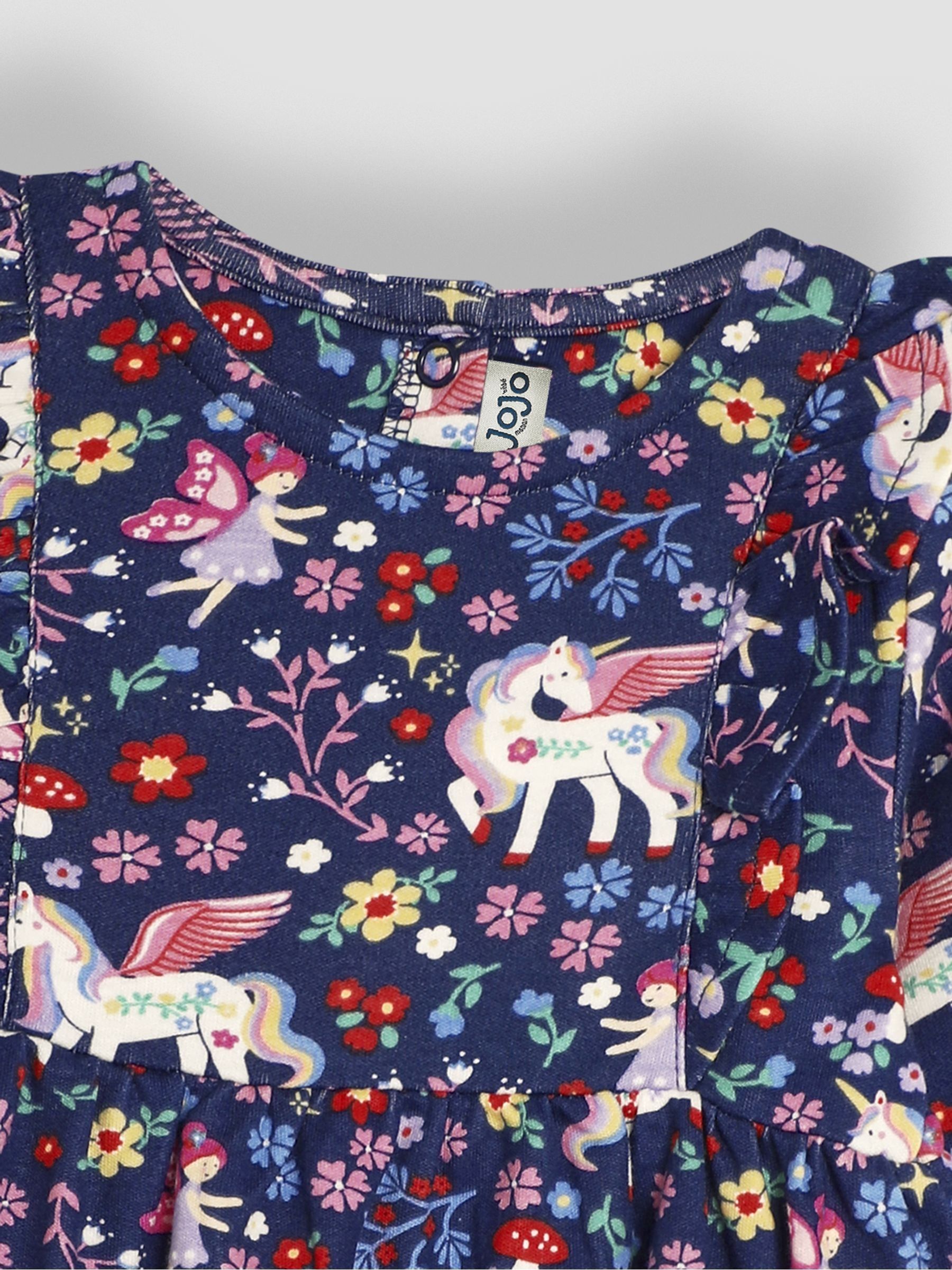Navy Blue Unicorn & Fairy Frill Shoulder Dress - Image 3 of 3