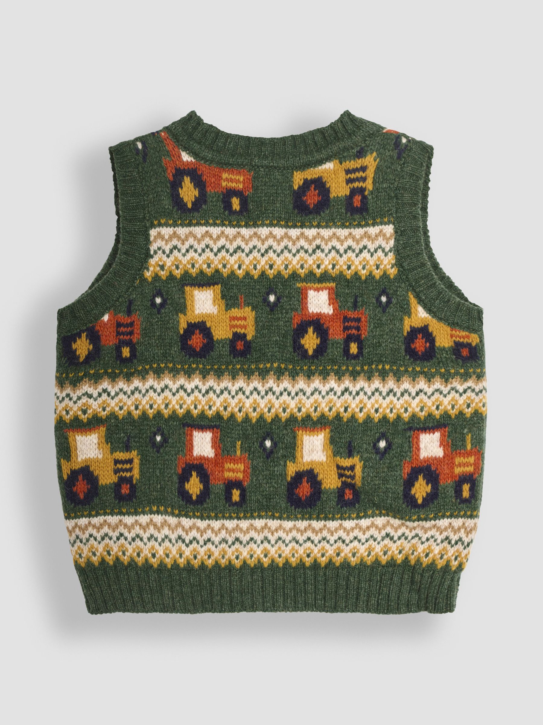 Khaki Green Tractor Knit Fair Isle Tank Top - Image 2 of 3