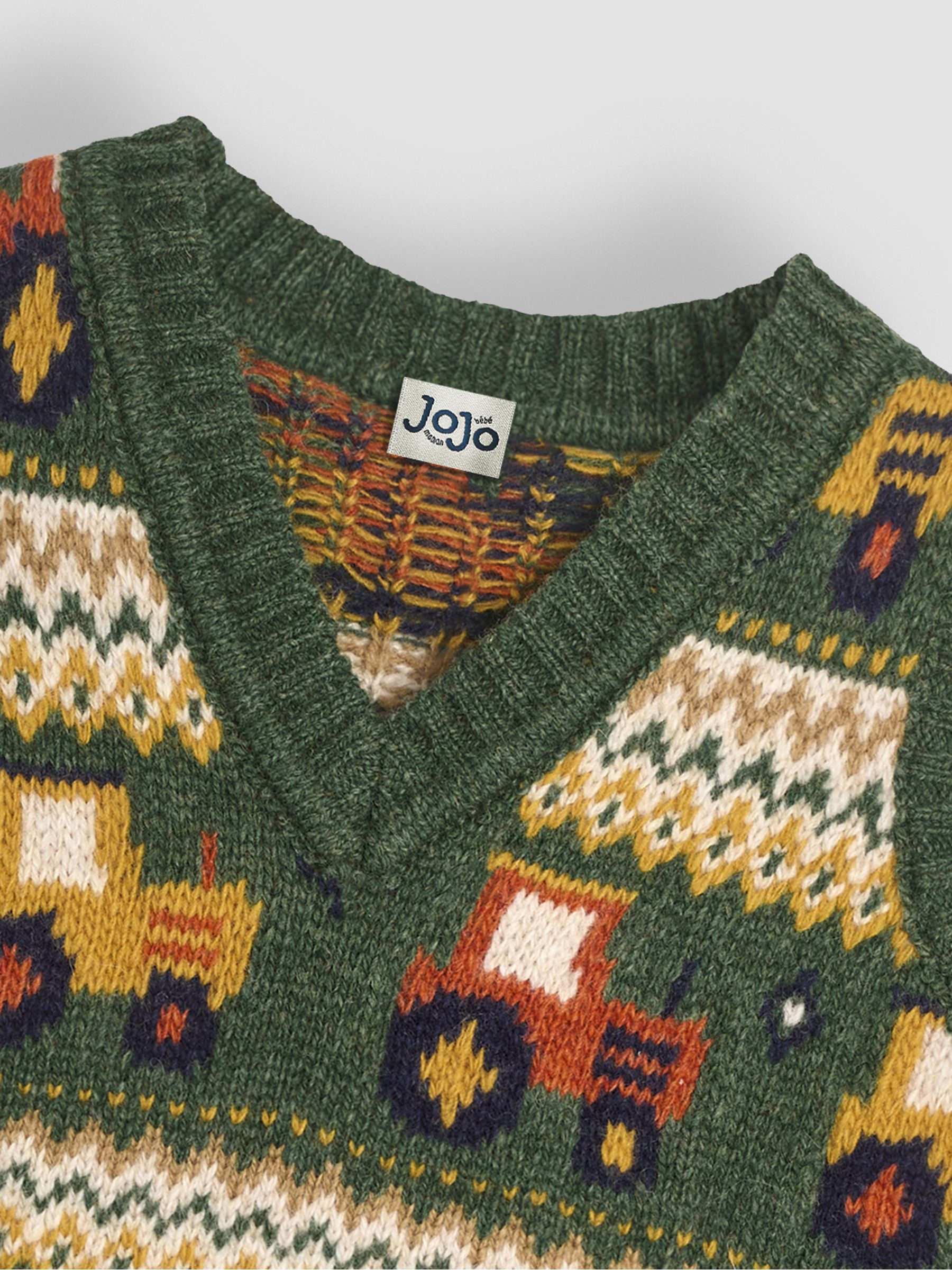 Khaki Green Tractor Knit Fair Isle Tank Top - Image 3 of 3