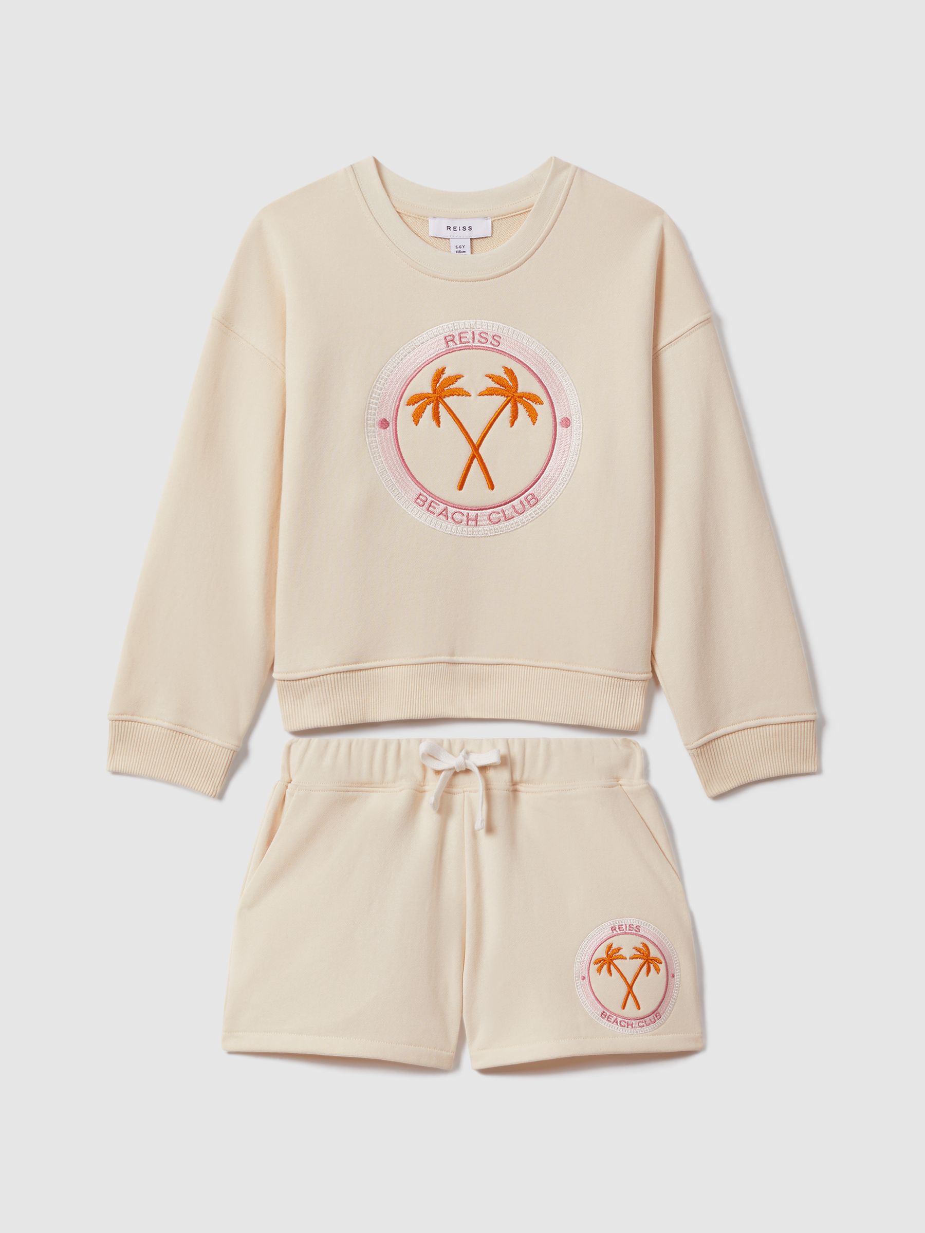 4-9 yrs Motif Sweatshirt and Shorts Set in Ecru - Image 1 of 4