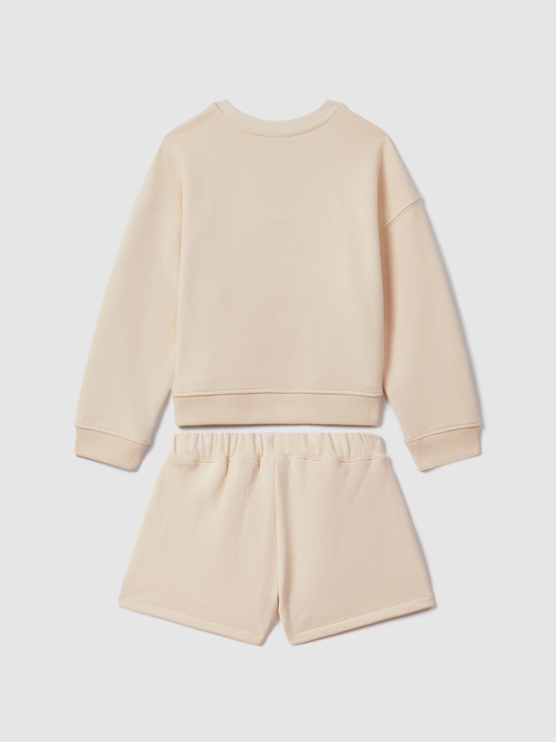 4-9 yrs Motif Sweatshirt and Shorts Set in Ecru - Image 2 of 4