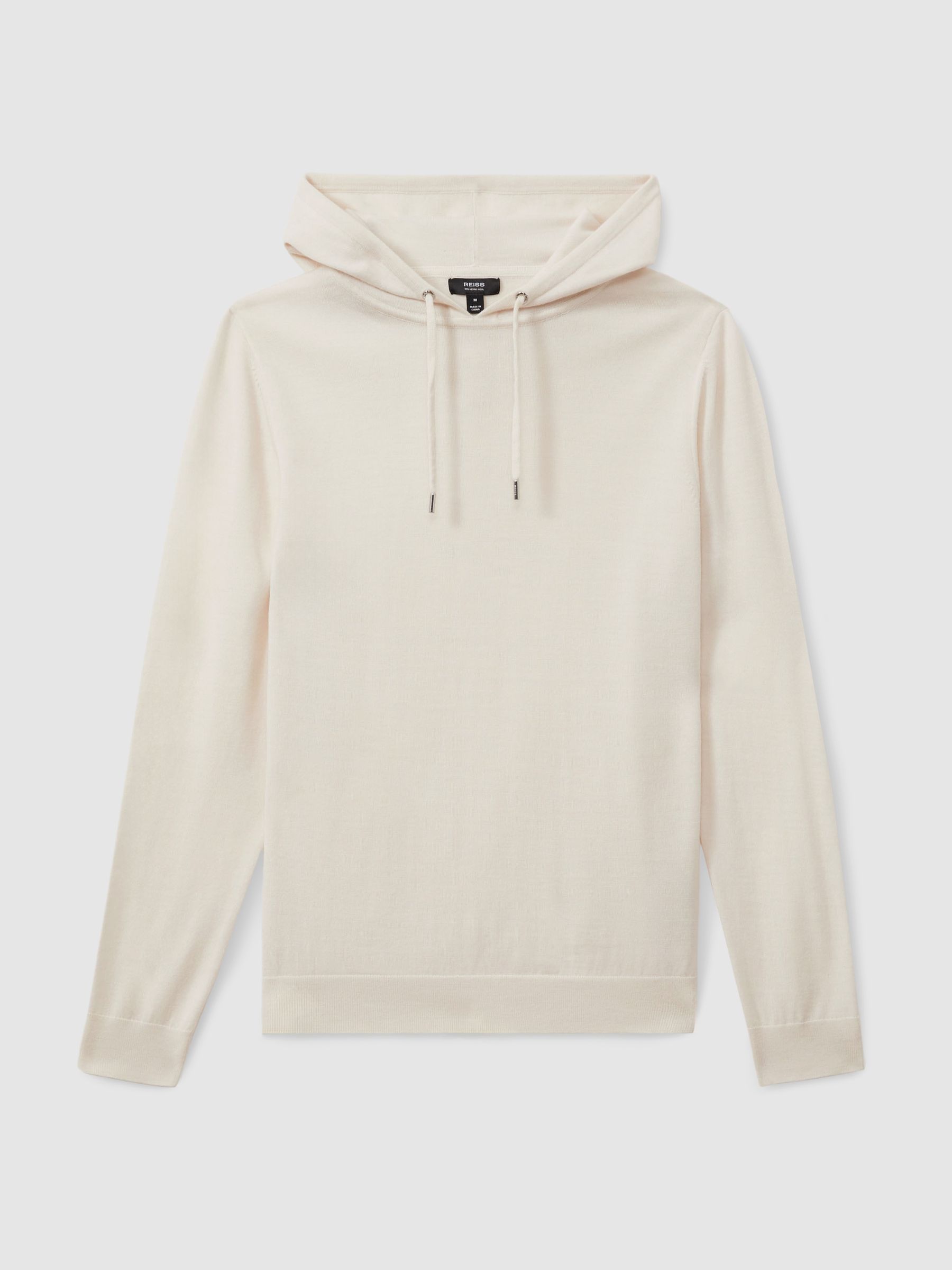 Reiss Wool Drawstring Hoodie in Snow | REISS