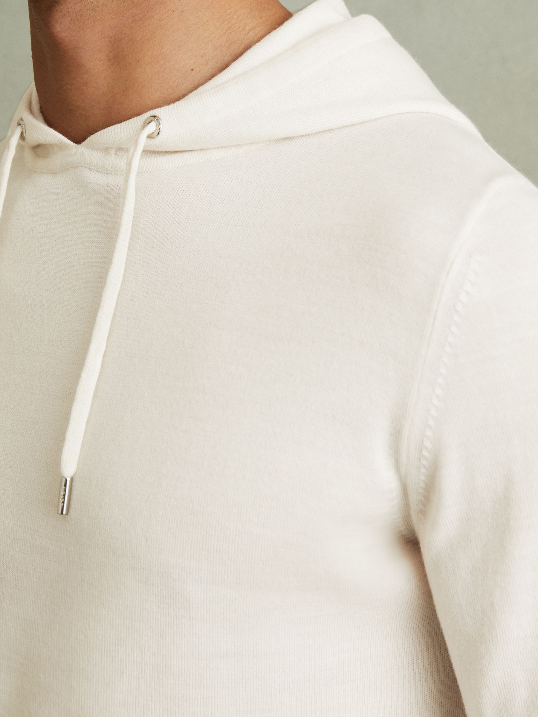 Merino Wool Drawstring Hoodie in Snow - Image 3 of 5