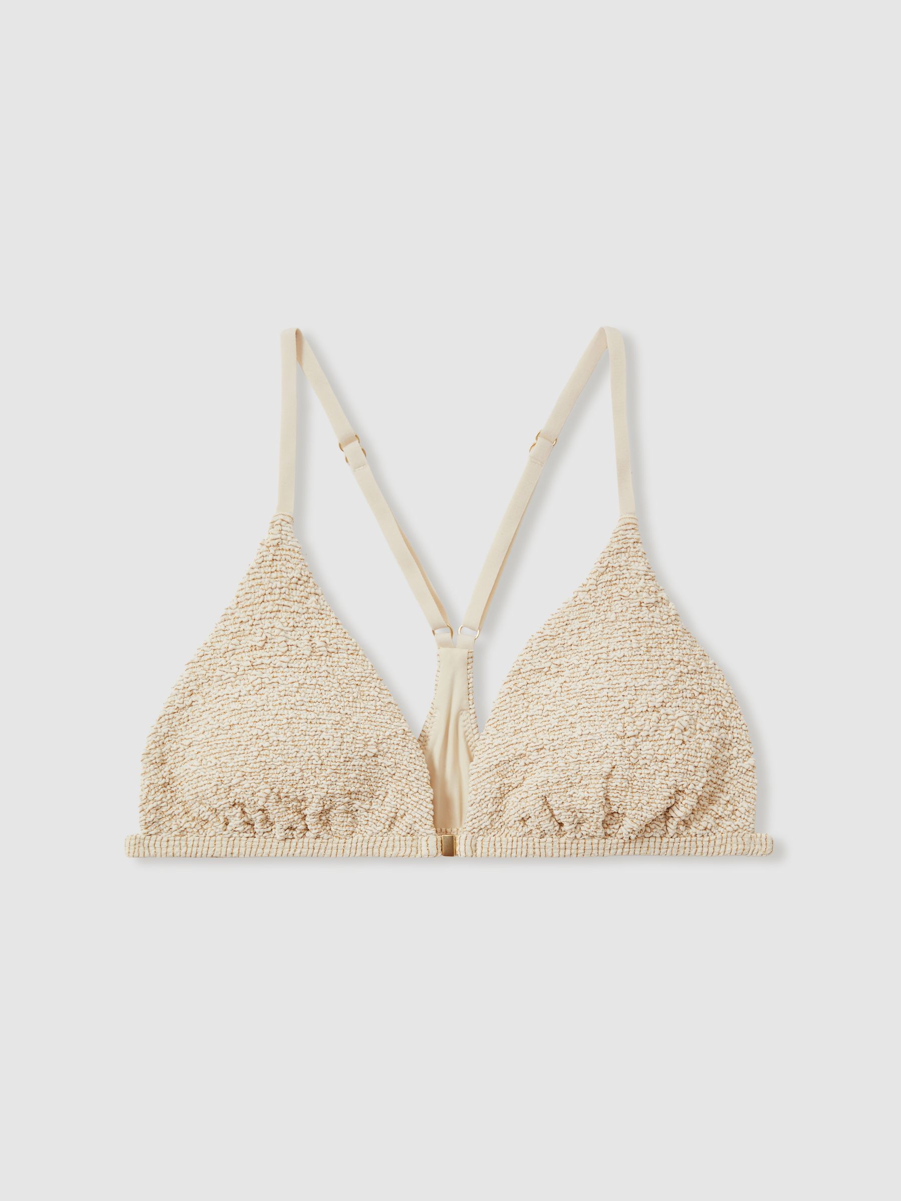 Sands Angie Natural The Upside Textured Metallic Racerback Bikini Top - Image 1 of 2