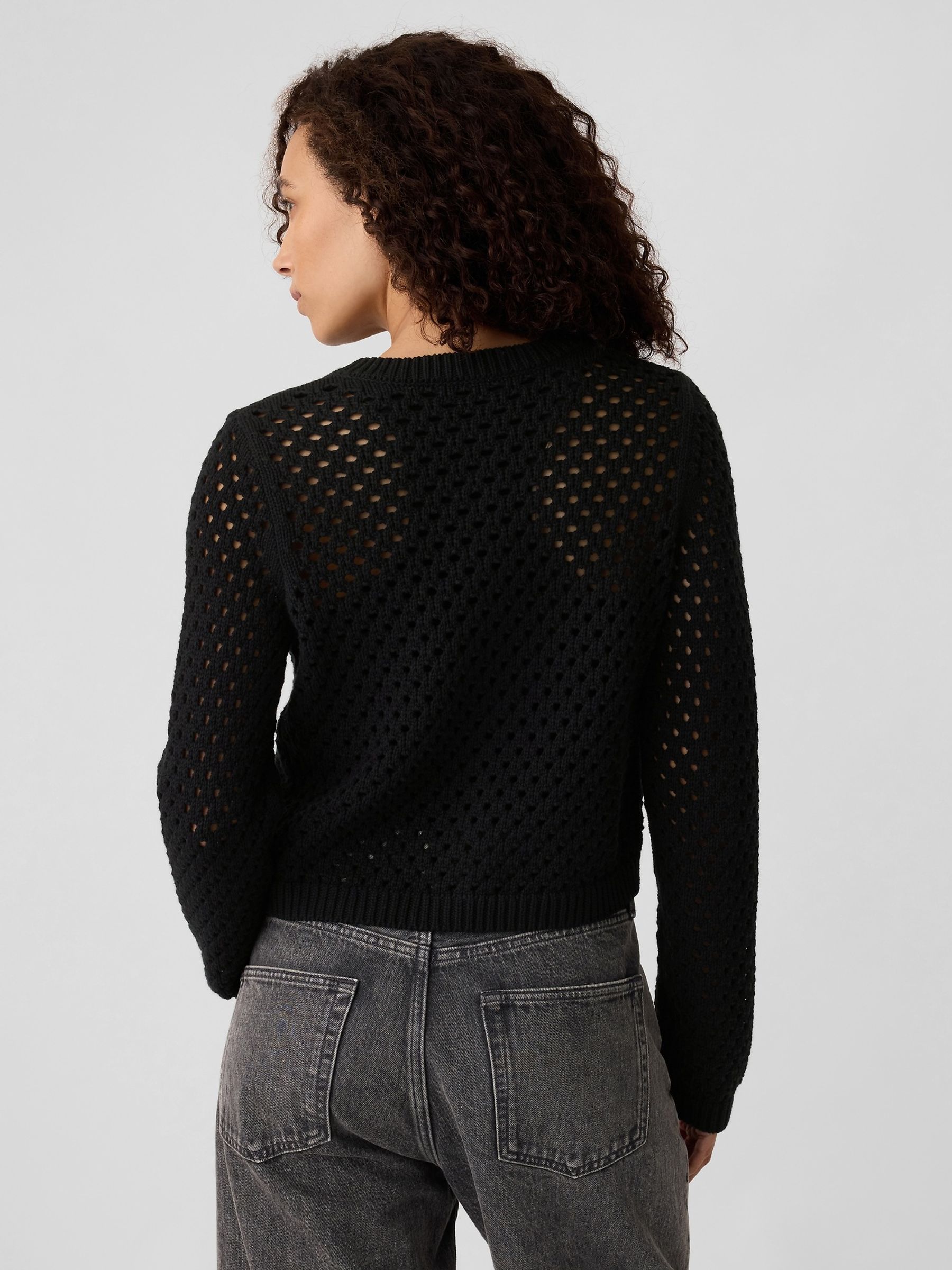 Black Knitted Open Stitch Cardigan - Image 2 of 5