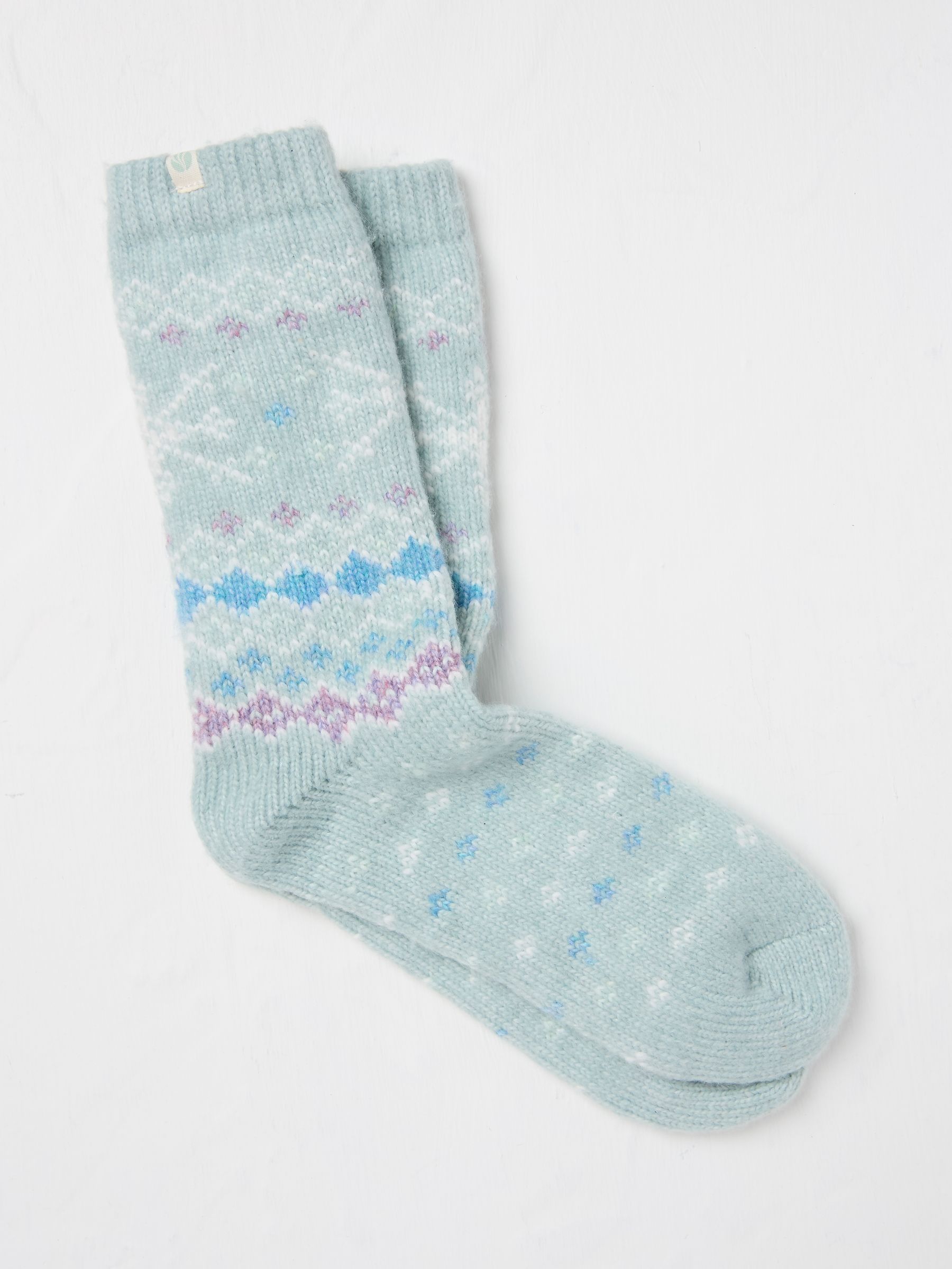 Green Fairisle Pattern Supersoft Socks - Image 1 of 2