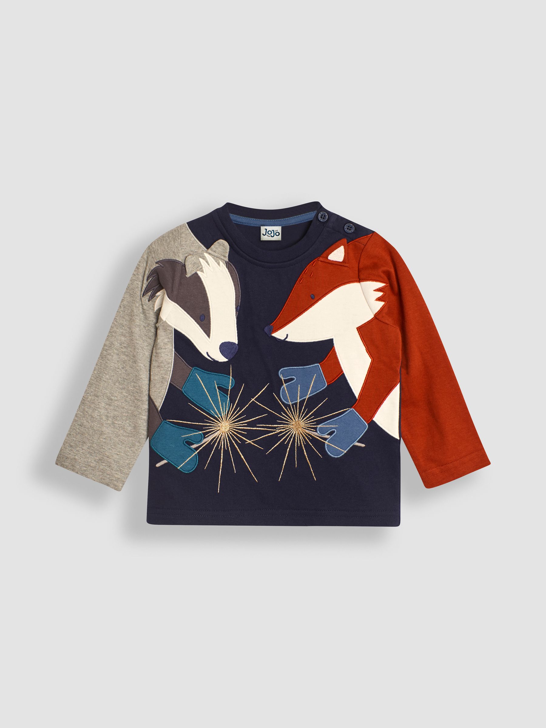 Navy Fox & Badger Appliqué and Embroidered Top - Image 1 of 3
