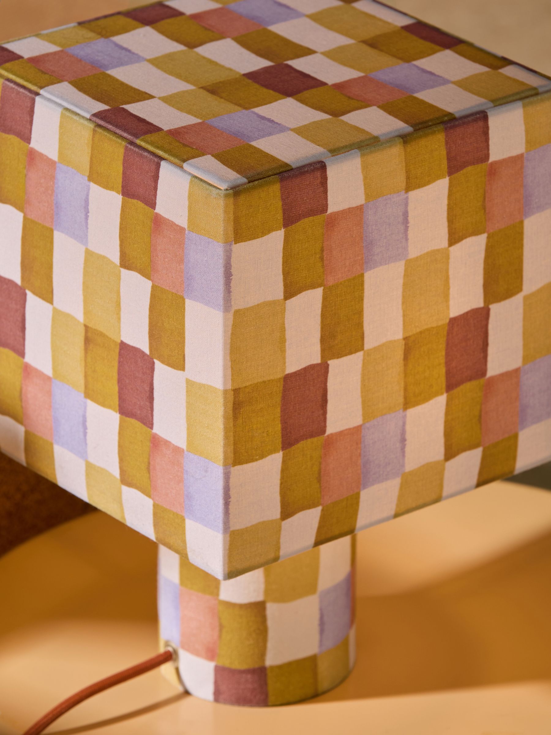 Tiana Check Table Lamp in Multi - Image 2 of 5