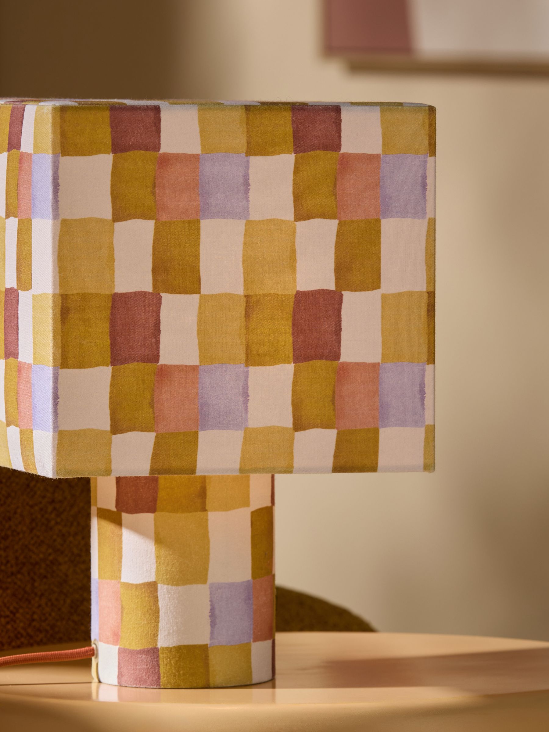 Tiana Check Table Lamp in Multi - Image 3 of 5