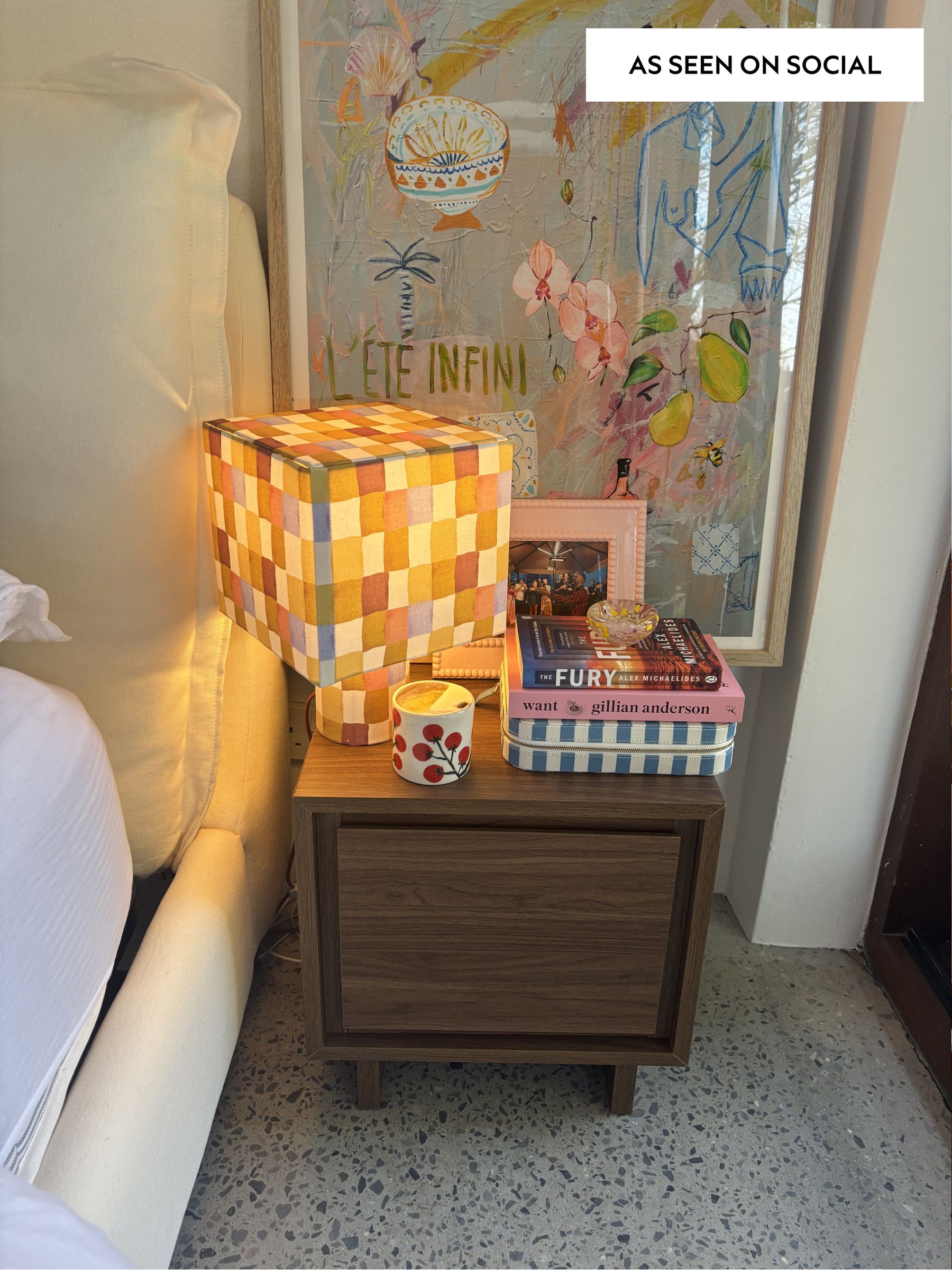 Tiana Check Table Lamp in Multi - Image 4 of 6