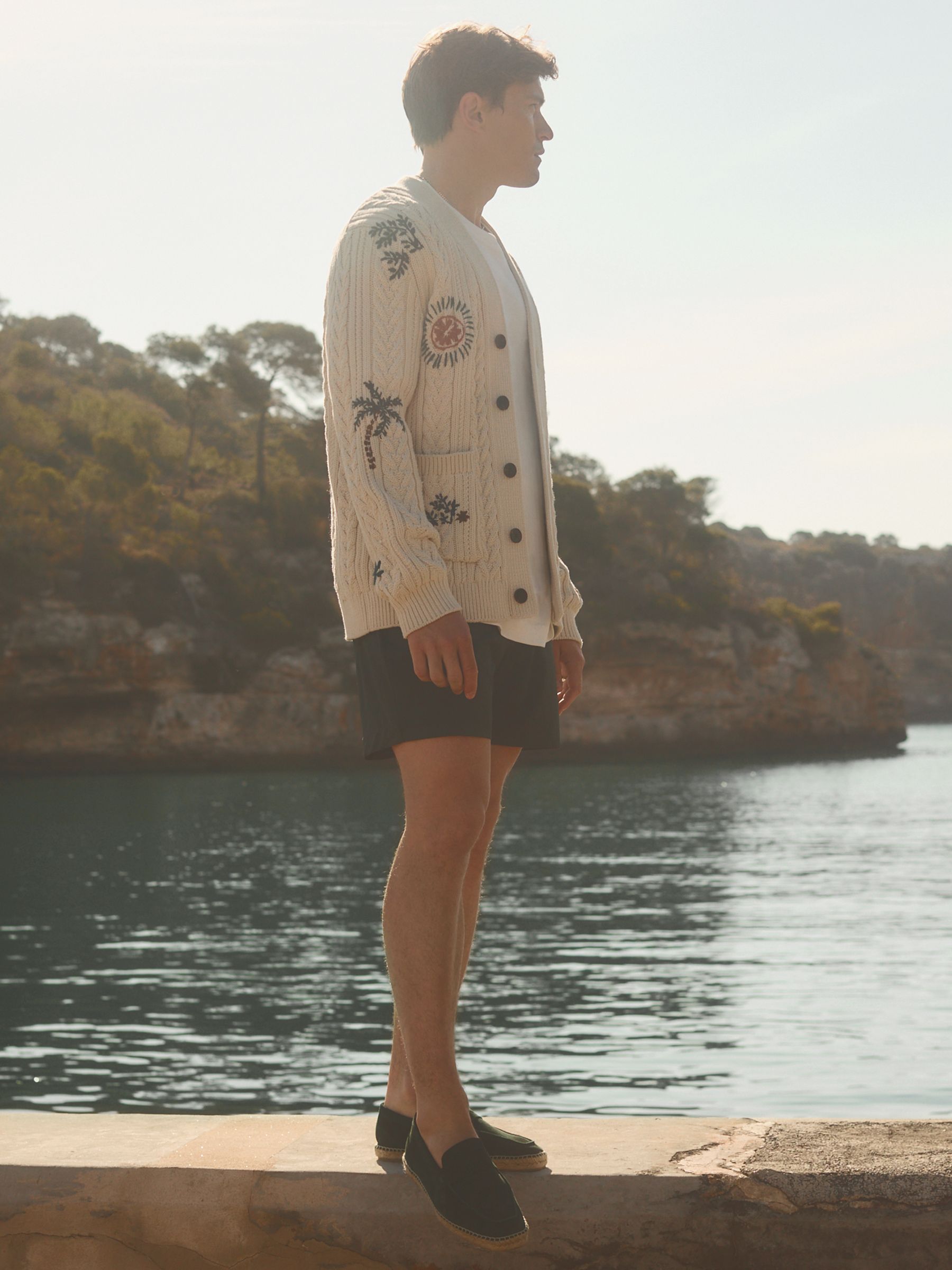 Mull Ecru Ché Embroidered Cable Knit Cardigan - Image 1 of 5