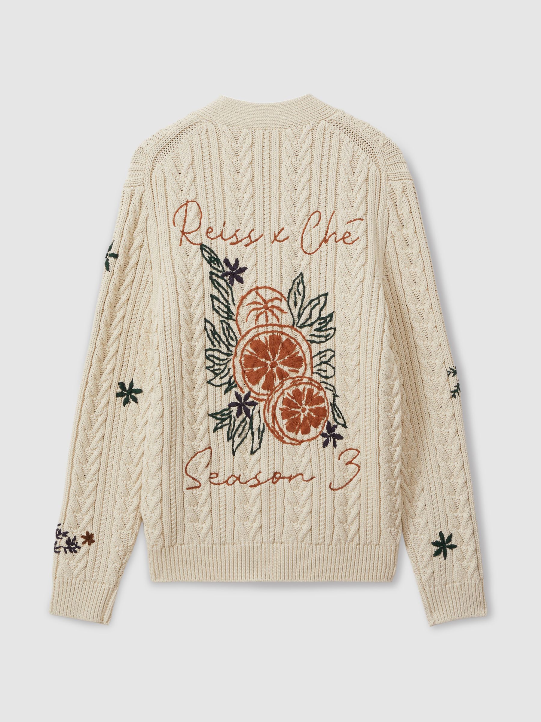 Mull Ecru Ché Embroidered Cable Knit Cardigan - Image 3 of 5