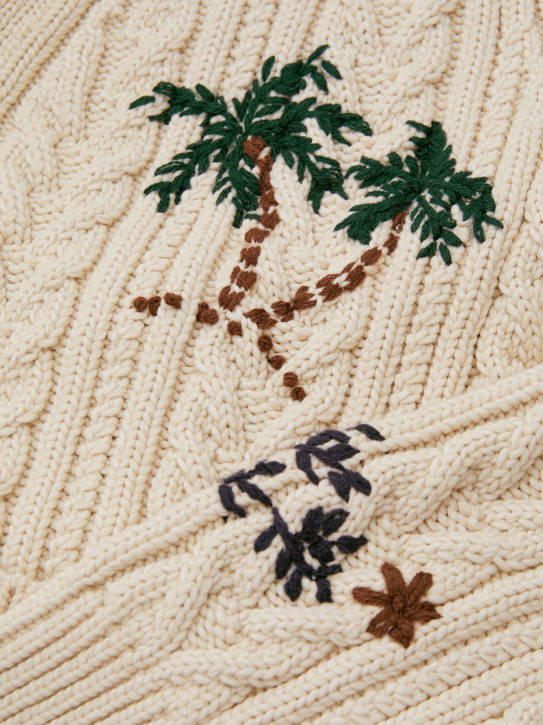 Mull Ecru Ché Embroidered Cable Knit Cardigan - Image 4 of 5