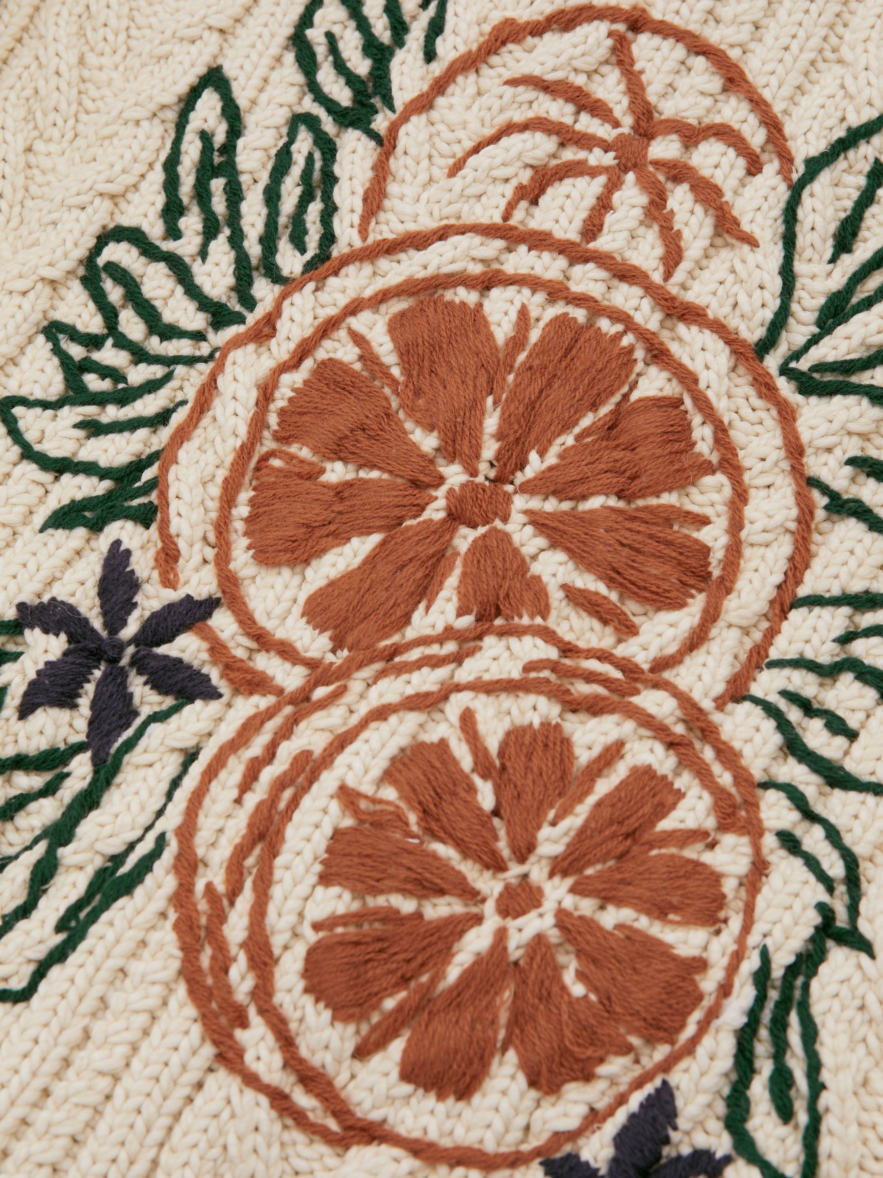 Mull Ecru Ché Embroidered Cable Knit Cardigan - Image 5 of 5